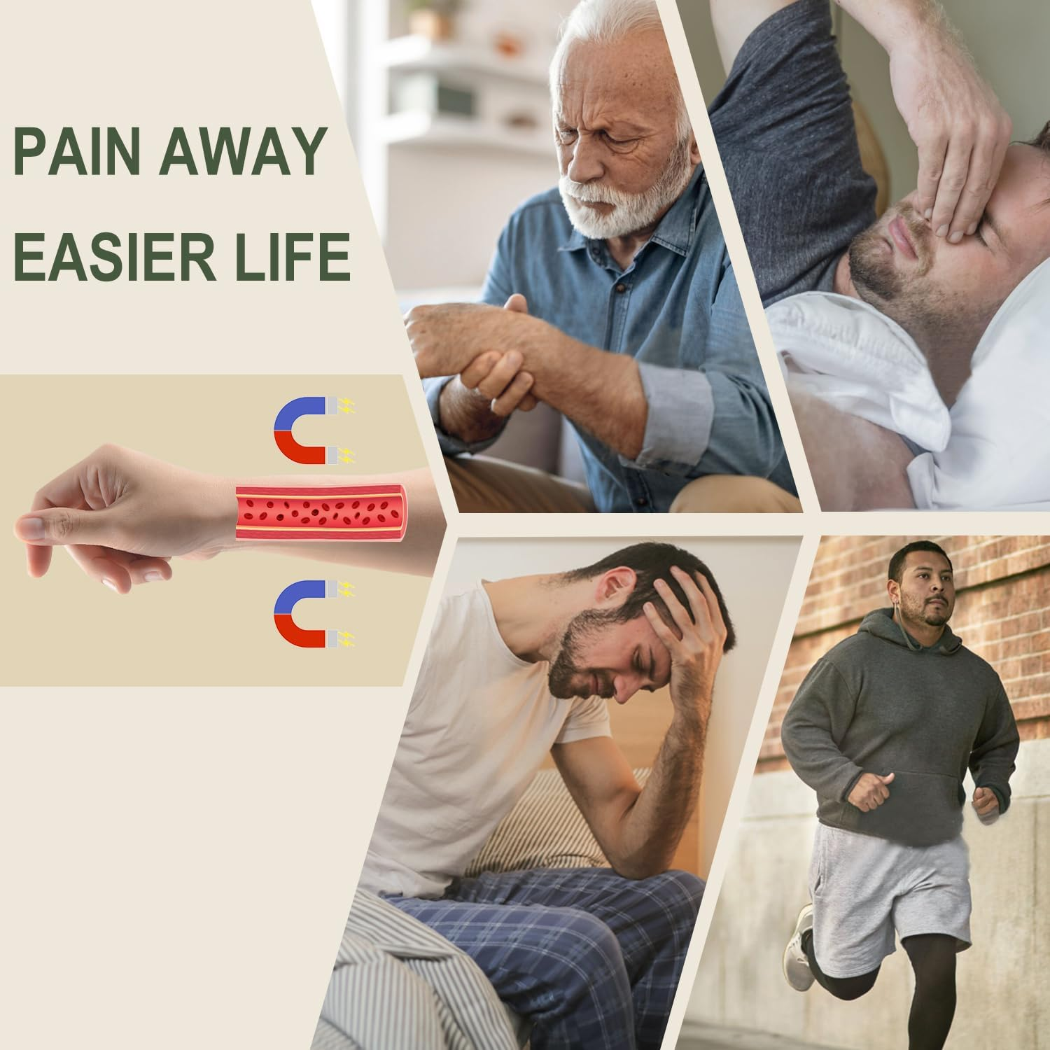 Magenergy Copper Magnetic Bracelet for Men - Adjustable Bangle for Arthritis Pain Relief - Cuff Jewellery Gift image number 3