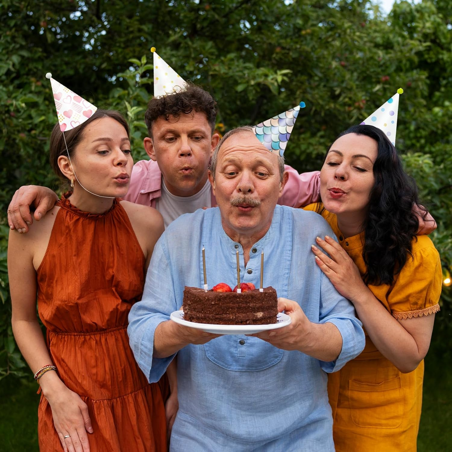 NILLOS Party Cone Hats, 8 PCS Lovely Birthday Hats with Pom Poms for Pet, Family Party Deco Props (8 Styles) image number 6