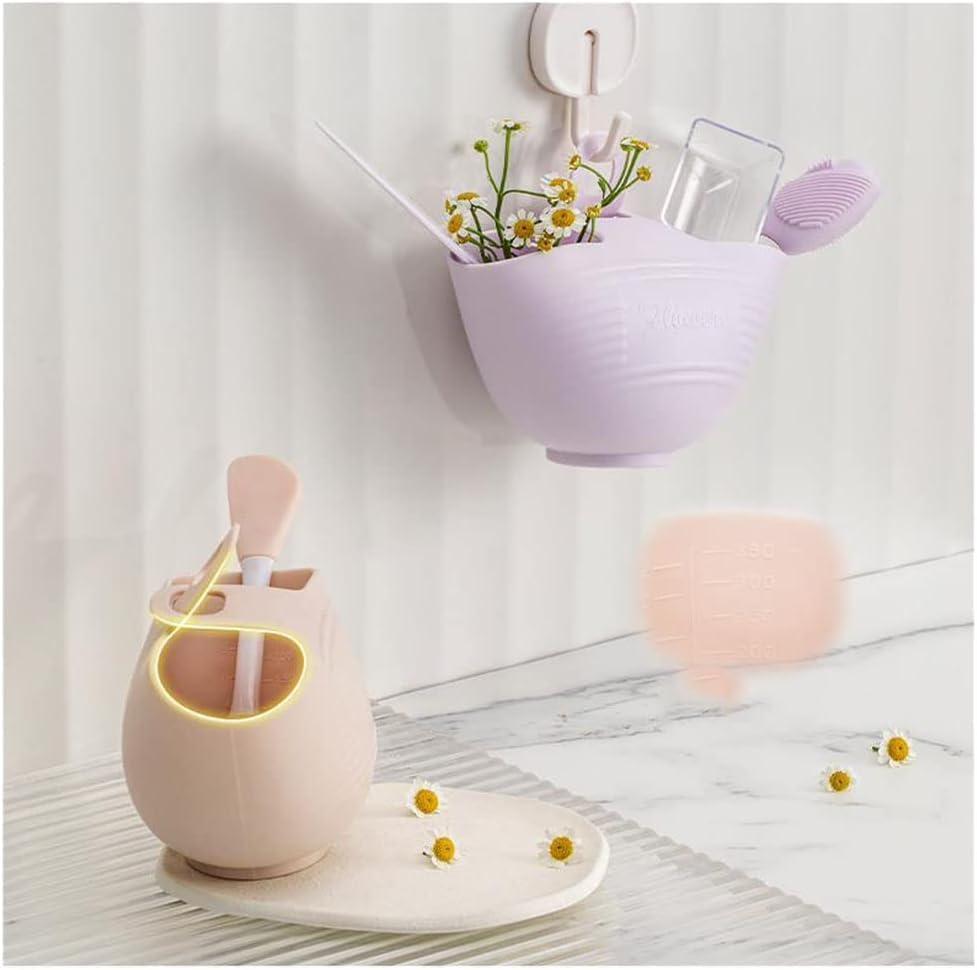Facemask Mixing Bowl Silicone Facemask Mixing Tool DIY Makeup Mixing Bowl Stylish Facial Skincare Tool with Measuring Spoons image number 3