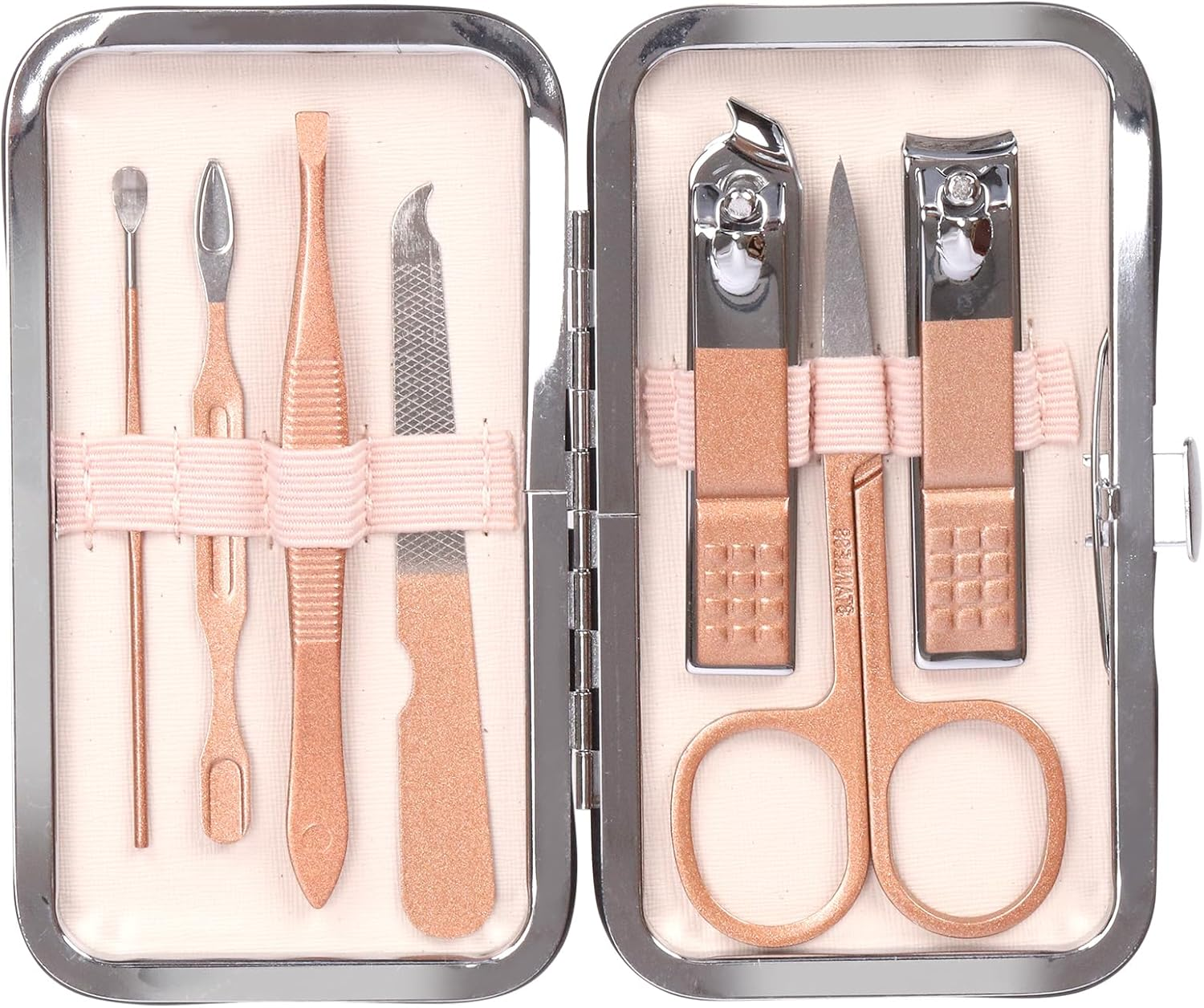 Swpeet 12Pcs Manicure Set, Nail Clippers Set, High Precisio Stainless Steel Nail Cutter Pedicure Kit Grooming Kit Manicure Fingernails, Toenails with Portable Stylish Case for Personal Care, Rose Gold