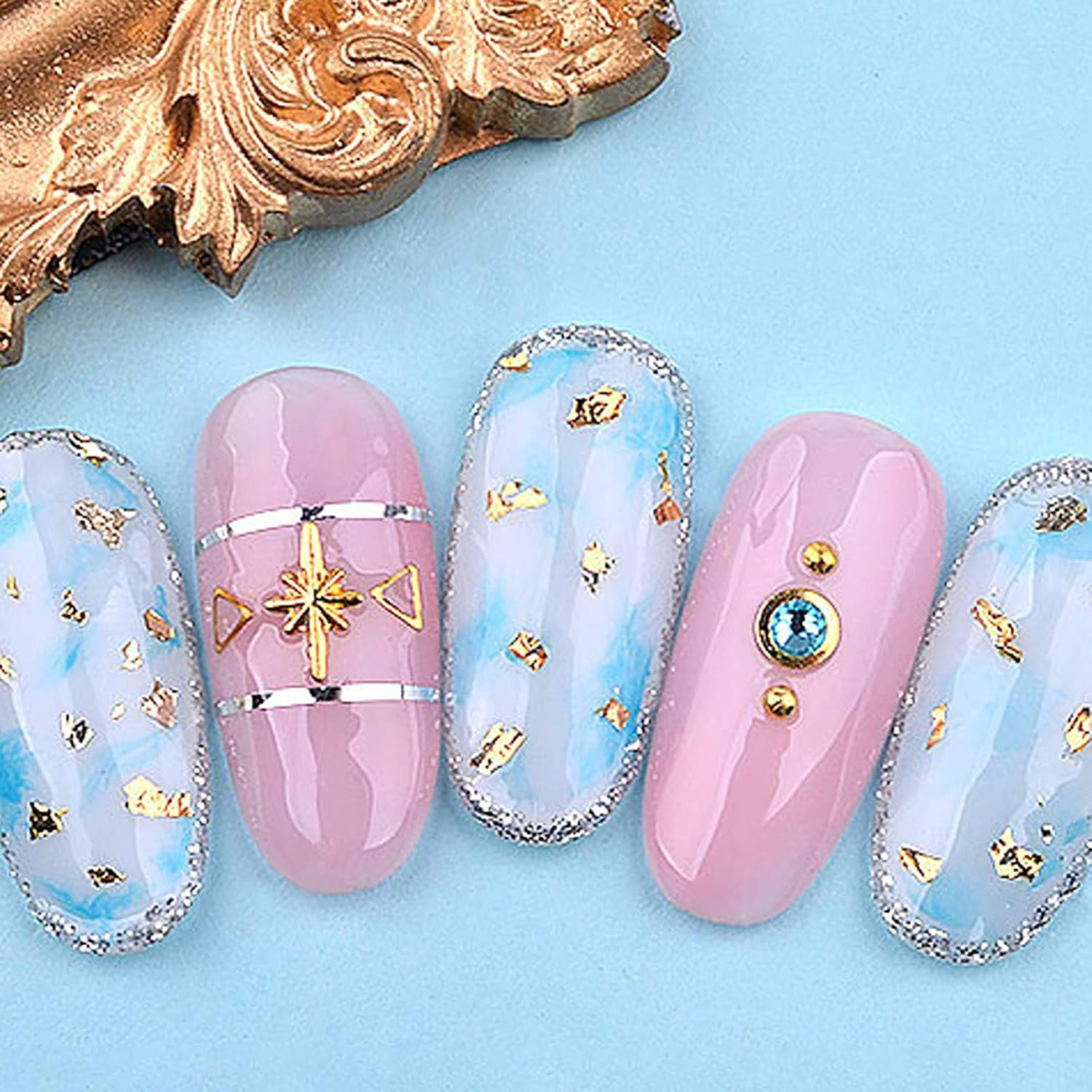 4 Boxes Magic Mirror Effect Sparkle Sequins Pigment Dust Nail Accessories image number 3