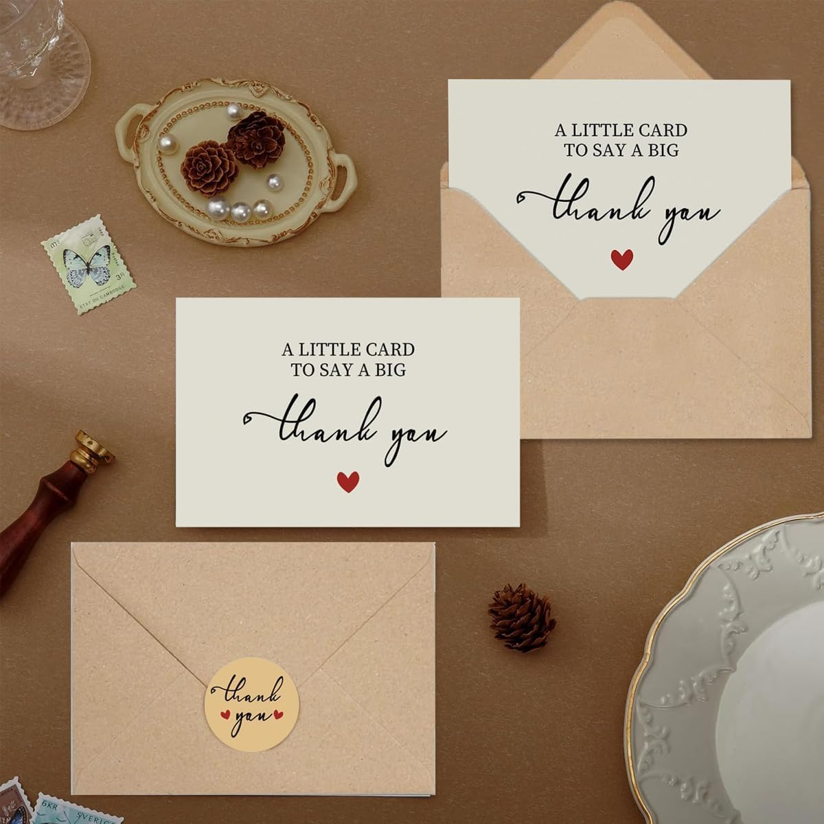 Thank You Cards with Envelopes,Haakhui 12 Packs a Little Card to Say a Big Thank You,Ideal for Wedding Birthday Party Baby & Bridal Showers Graduations Funerals image number 6