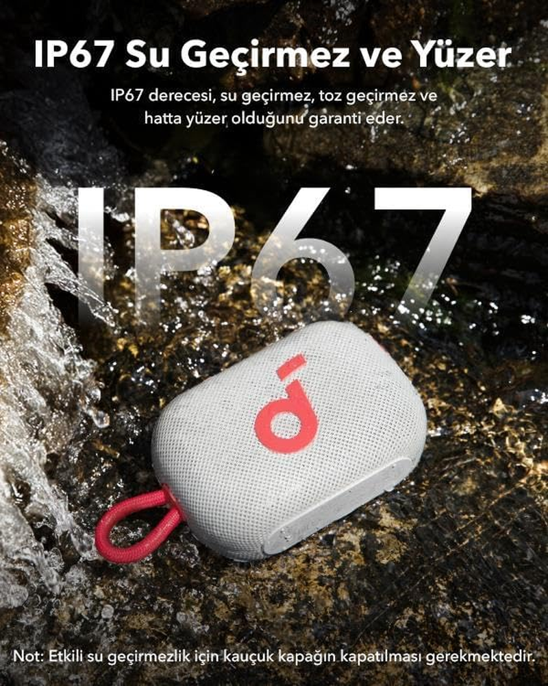 Soundcore by Anker, Select 4 Go, 20 Hours Ultra Playback Time, 5W Powerful Sound, IP67 Full Protection and Swimming, Lightweight and Strap Design, Easy to Carry, Wireless Stereo Pairing (TWS), Red