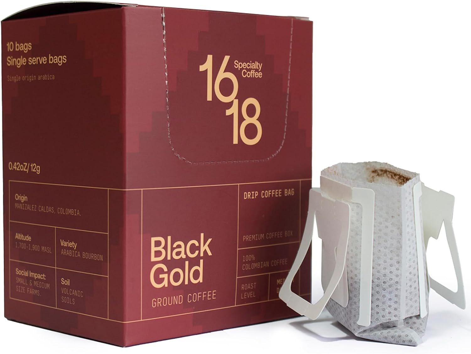 COLOMBIAN GROUND COFFEE BOX 10 DRIPS BAGS PREMIUM BOURBON FAIR TRADE COFFEE-SPECIALTY COFFEE image number 5