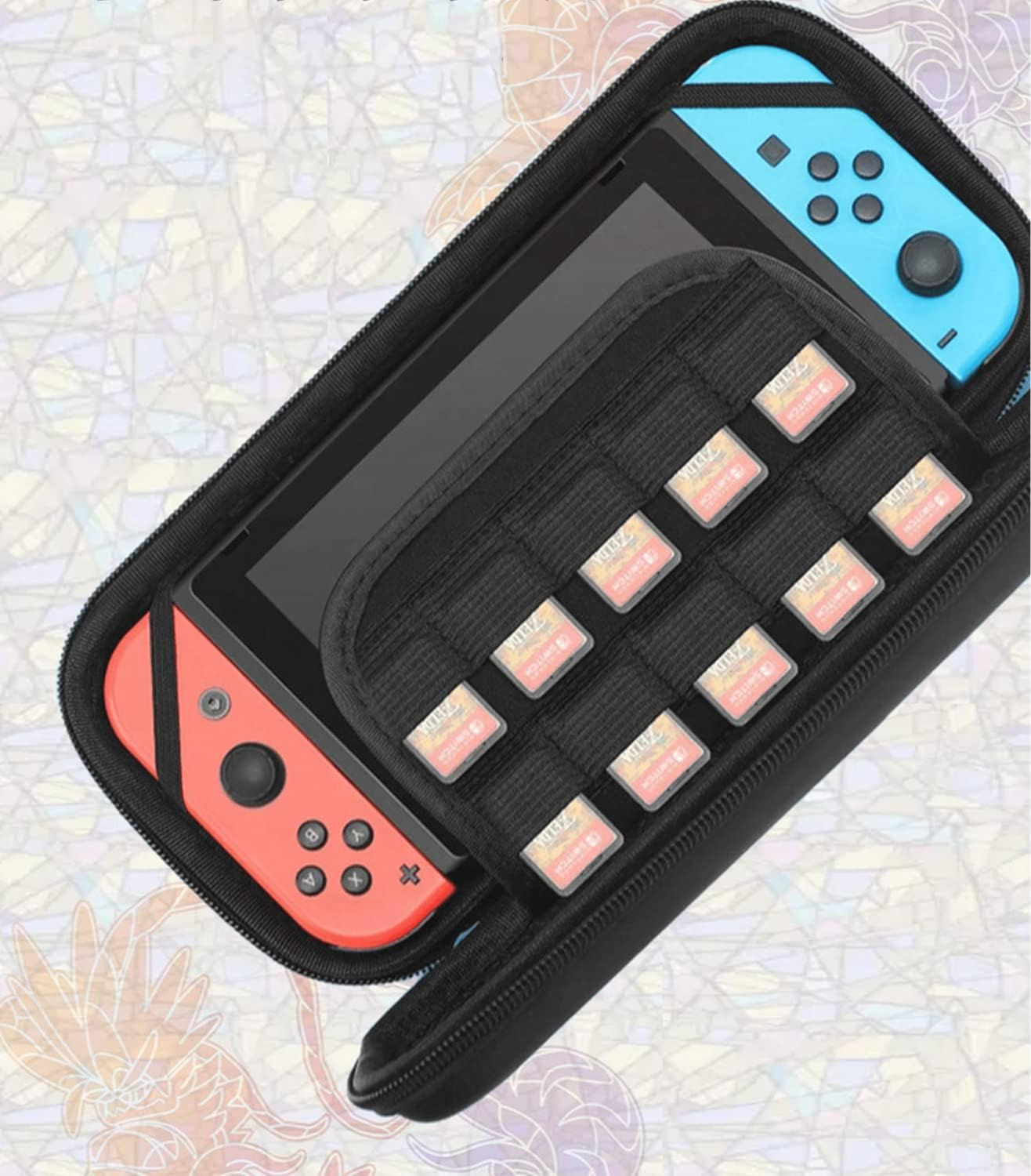 Carrying Case for Nintendo Switch/ Switch Oled-Pokemon Scarlet and Violet Protective Hard Portable Travel Case Shell Pouch for Console & Accessories (Black) image number 2