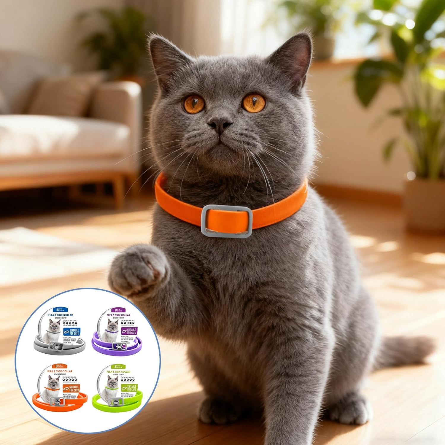 4Pcs Flea Treatment Collar for Cats, Effectively Prevent Flea and Tick Adjustable Silicone Suitable for All Cats, Waterproof and Safe image number 5