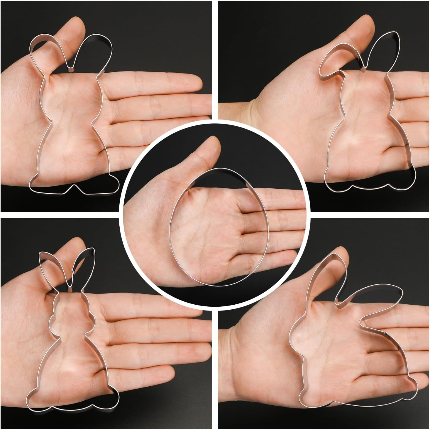 Easter Cookie Cutter, Pack of 5 Rabbit Egg Cutters, Easter Bunny Cookie Cutters, Large Easter Egg Easter Cookies Cookie Cutter, Stainless Steel Easter Biscuit Cutter Set, Easter Gift for Baking - Colourful Theme A2 image number 5