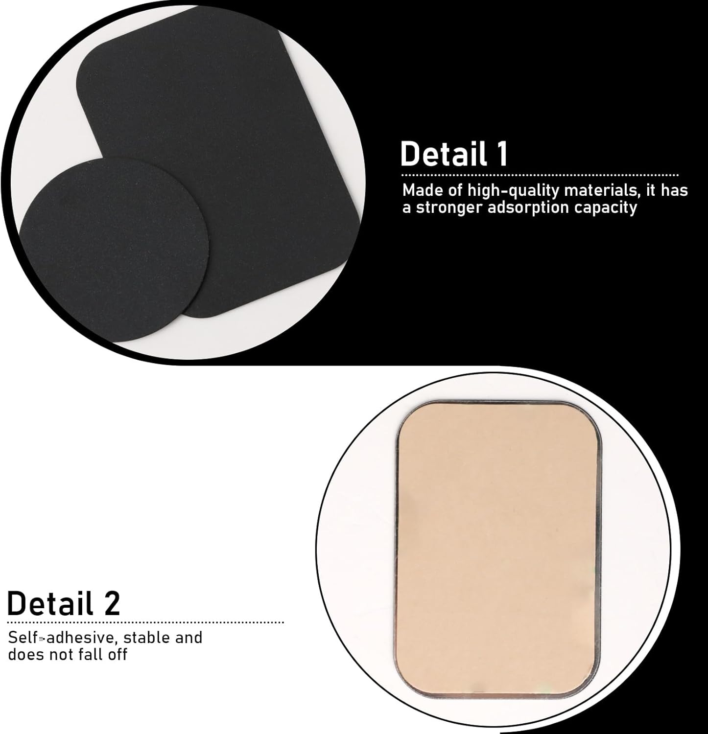 6 Pcs Strong Adhesive Sticker Magnet Holder for Car & Phone - Rustproof & Waterproof Metal Plate for Phone Mount (3 round and 3 Rectangular) image number 1