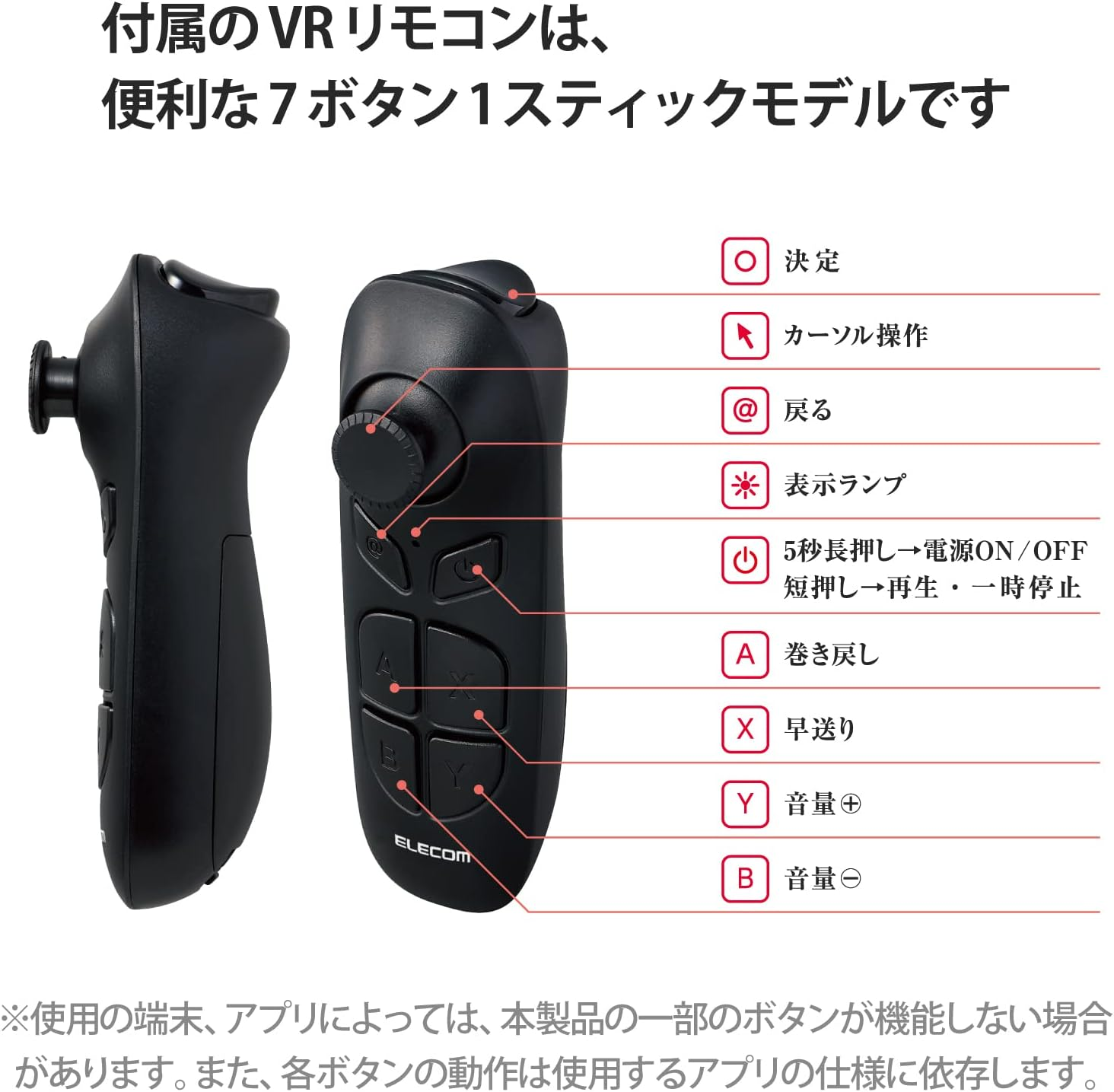 Elecom VRG-M02RBK VR Goggles, Smartphone Compatible, Standard Type, Remote Control Set, Black image number 1