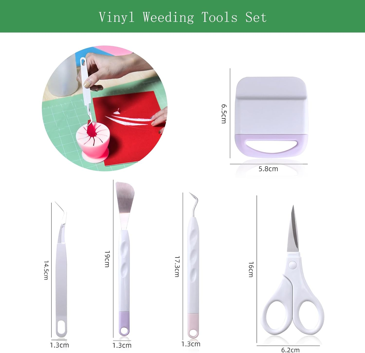 Craft Vinyl Weeding Tools Set, Precision Craft Vinyl Tools Kit, 6 PCS Weeding Tools for Vinyl, Weeding Tool, Scrapbooking Tools for Weeding Vinyl, Starter,Silhouettes, Cameos, Lettering image number 6
