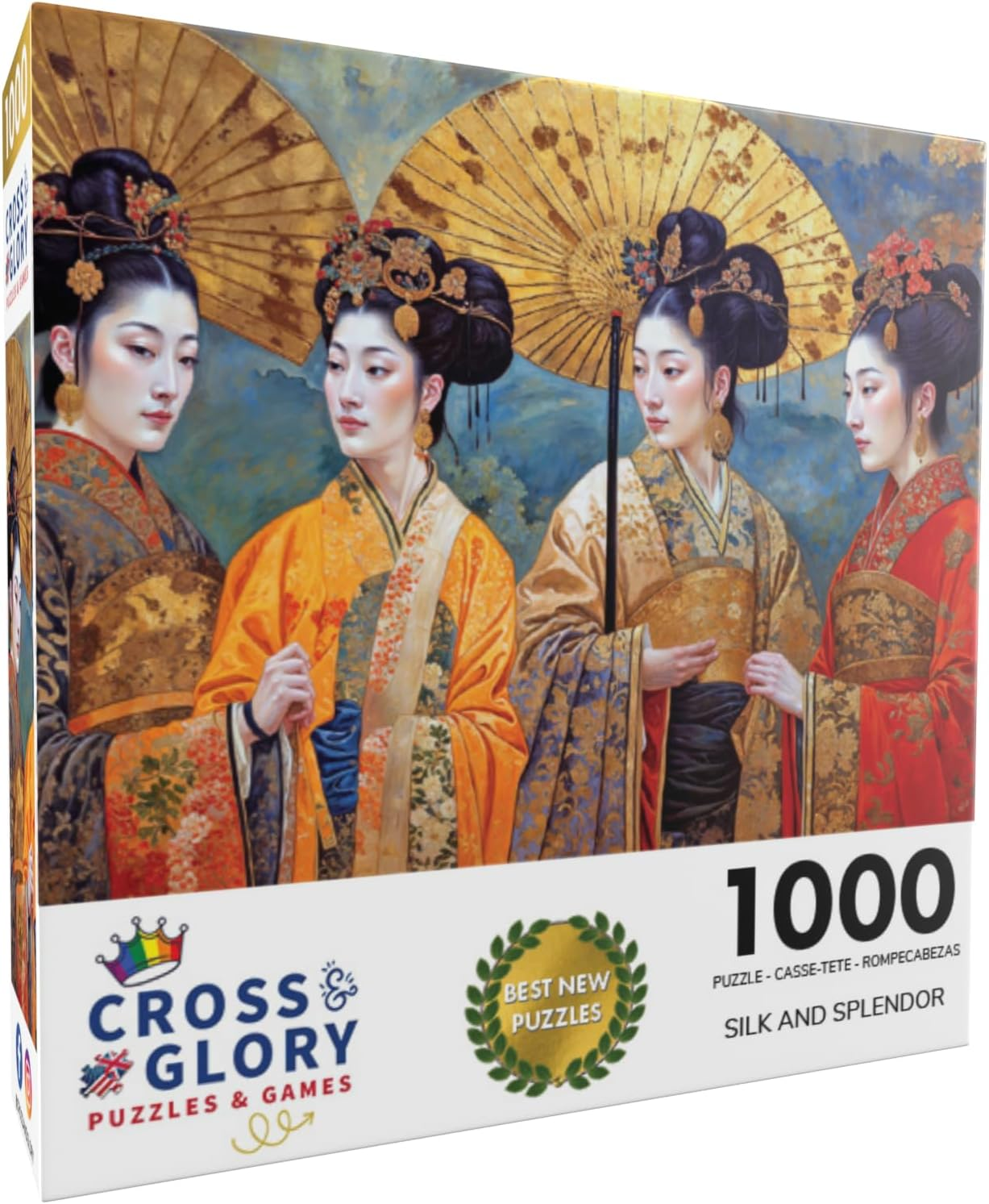 Cross & Glory &ndash; Silk and Splendour: an Imperial Puzzle Panorama &ndash; 1000-Piece Jigsaw Puzzle for Adults | Tang Dynasty Art | Textured Oil and Watercolour Mix image number 2