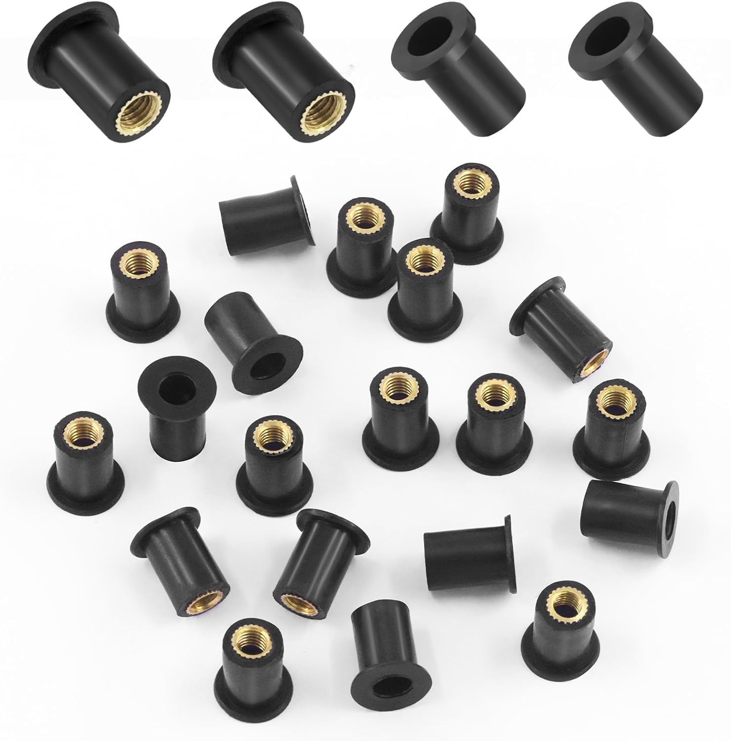 20Pcs M5 Rubber Well Nuts Black Neoprene Well Nuts Expansion Brass Nuts Windshield Fairing Nuts Windscreen Rubber Nut for Fairing Kayak Motorcycle Boat image number 3