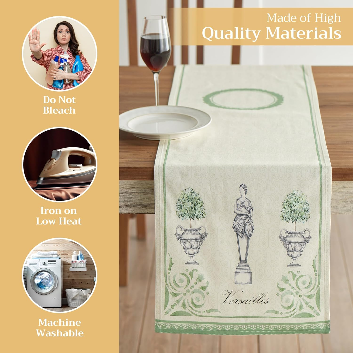 Maison D'Hermine Table Runner 100% Cotton Double Layer Table Runners 72 Inches Long Decorative for Home Kitchen Dining Party Wedding Bridal Shower Spring Summer (Jardin Du Roy, 14.50" X 72") image number 3