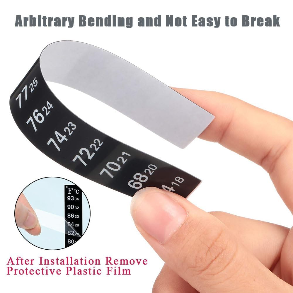 Fish Tank Temperature Gauge Stickers, 6Pcs Stick-On Digital Temperature Thermometer Strip, Adhesive Temperature Sticker Aquarium Thermometer Fish Tank Test Strips image number 1