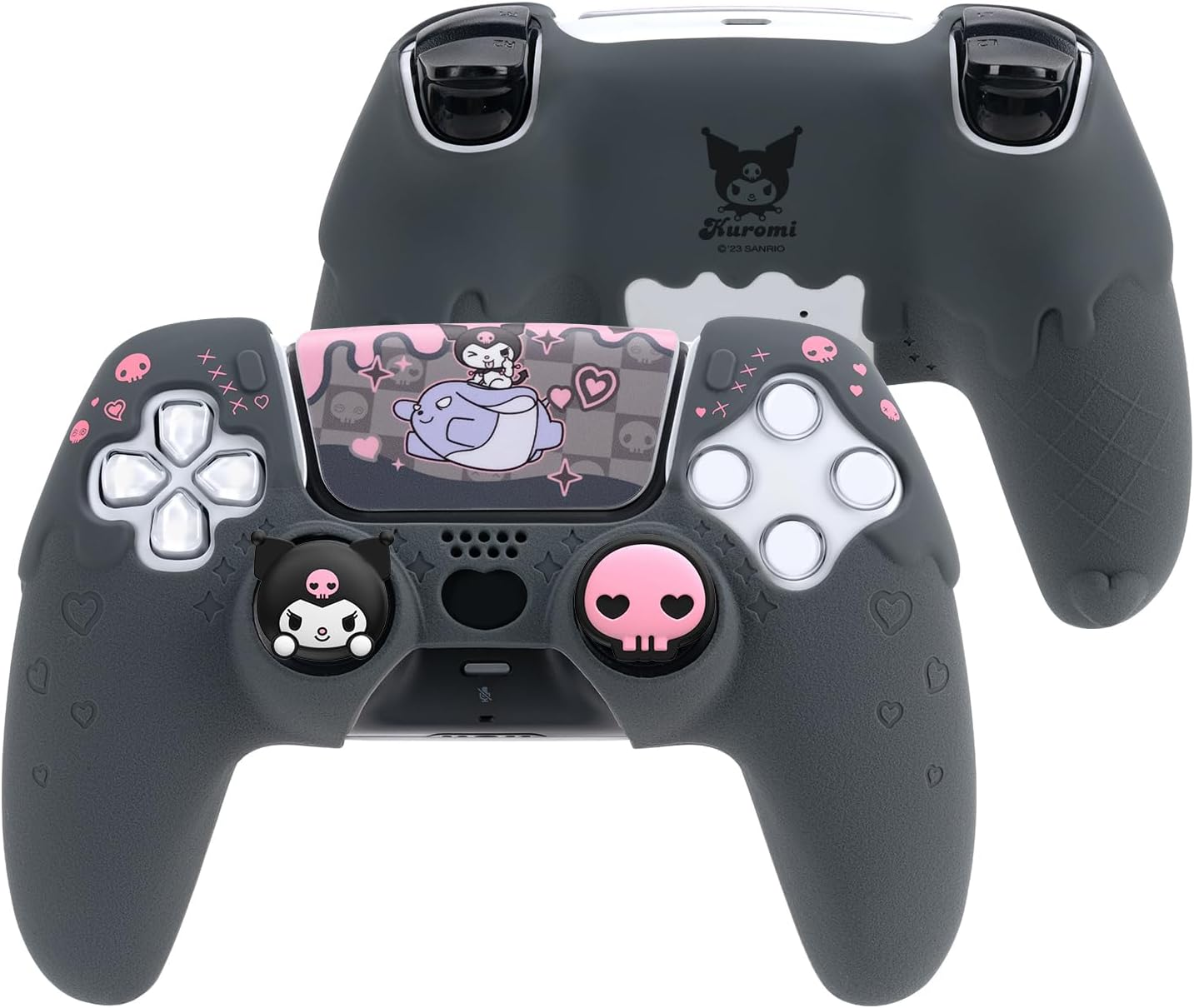 Kuitmor Silicone PS5 Controller Cover Skin Set,Anti-Slip Soft Protective Case for Ps5 Wireless Controller with 2 Thumb Grip Caps and 1 Sticker