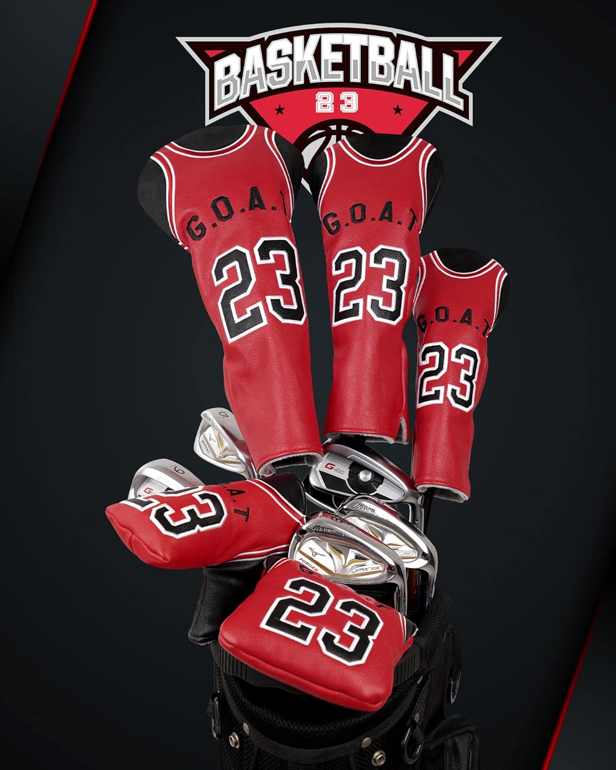 Golf Headcovers Red No.23 Golf Head Covers, 460Cc Driver Head Covers for Golf Clubs, Jersey Golf Headcovers Fairway Woods and Hybrid Fit Taylormade Callaway W/ # Tags image number 6