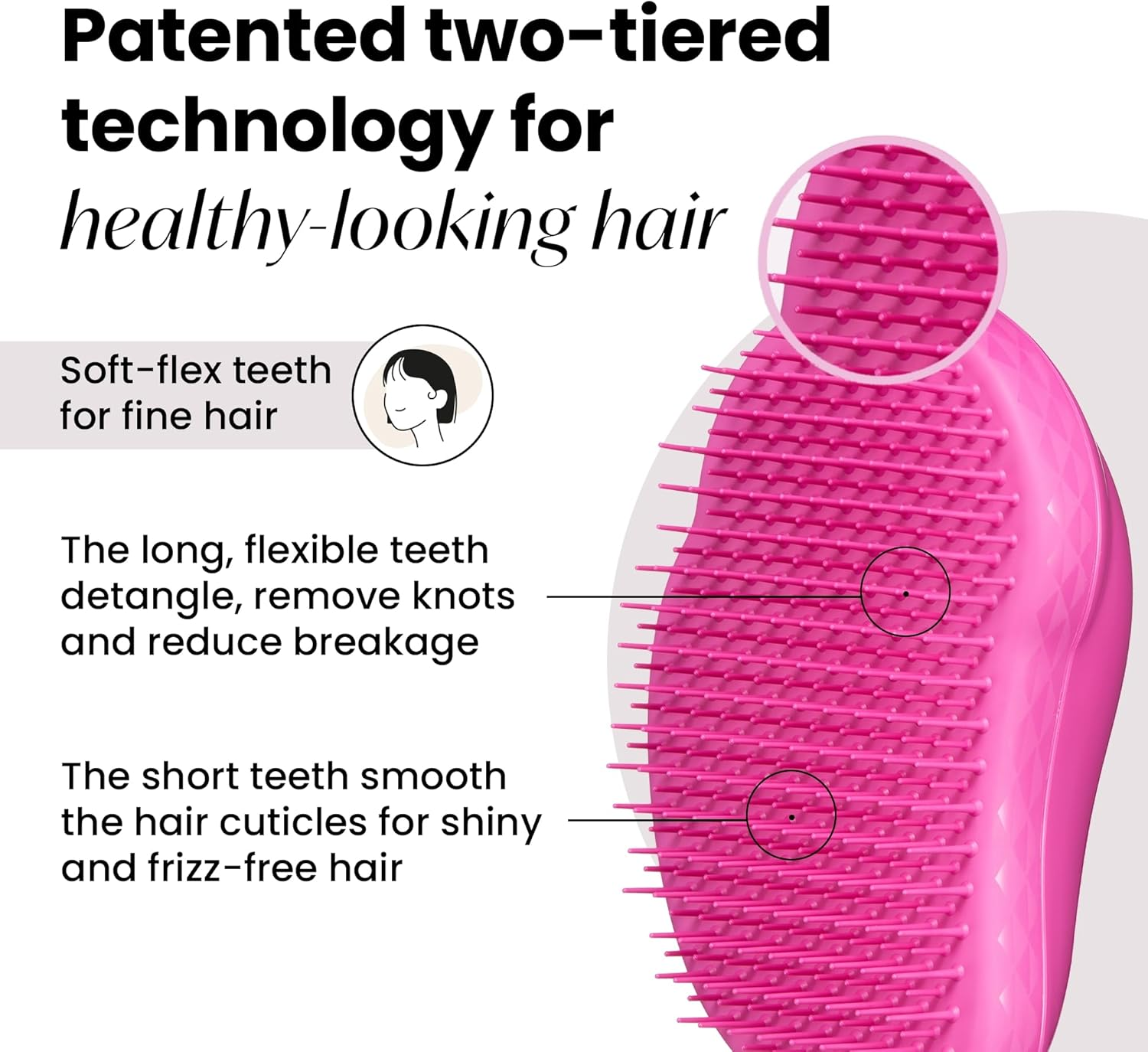 Tangle Teezer, the Fine and Fragile Detangling Hairbrush for Wet and Dry Hair, Colour Treated, Fine, Fragile Hair, Berry Bright