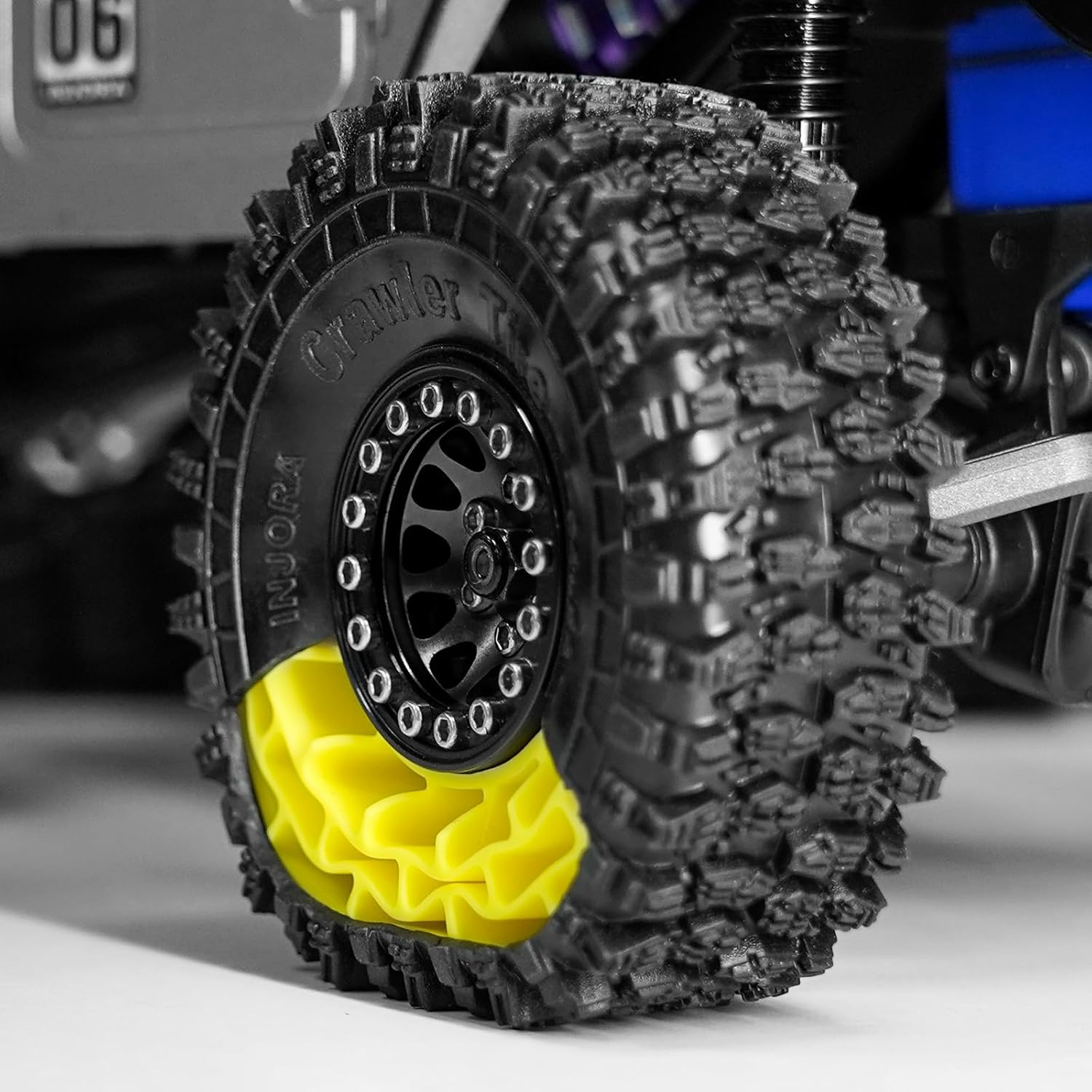 INJORA 1.0 Silicone Rubber Inserts and S5 Rock Terrain Crawler Tires for TRX4M SCX24 1/18 1/24 RC Crawler Car Upgrade