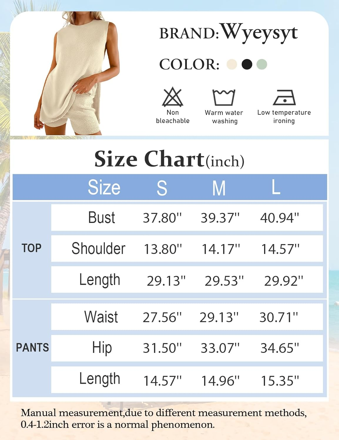 Wyeysyt Women'S Summer Sweater Set Sleeveless Tunic Top and Shorts 2 Piece Outfits Beach Vacation Sets Tracksuits image number 6