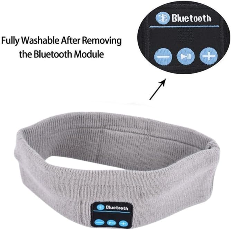 Leona Co Sleep Headphones Bluetooth Stereo Headband, Sports Wireless Earphones Music Sleeping Eye Mask Earbuds with Mic for Mom Women Teen Running Cool Gadgets Unique Gifts (Light Gray) image number 6