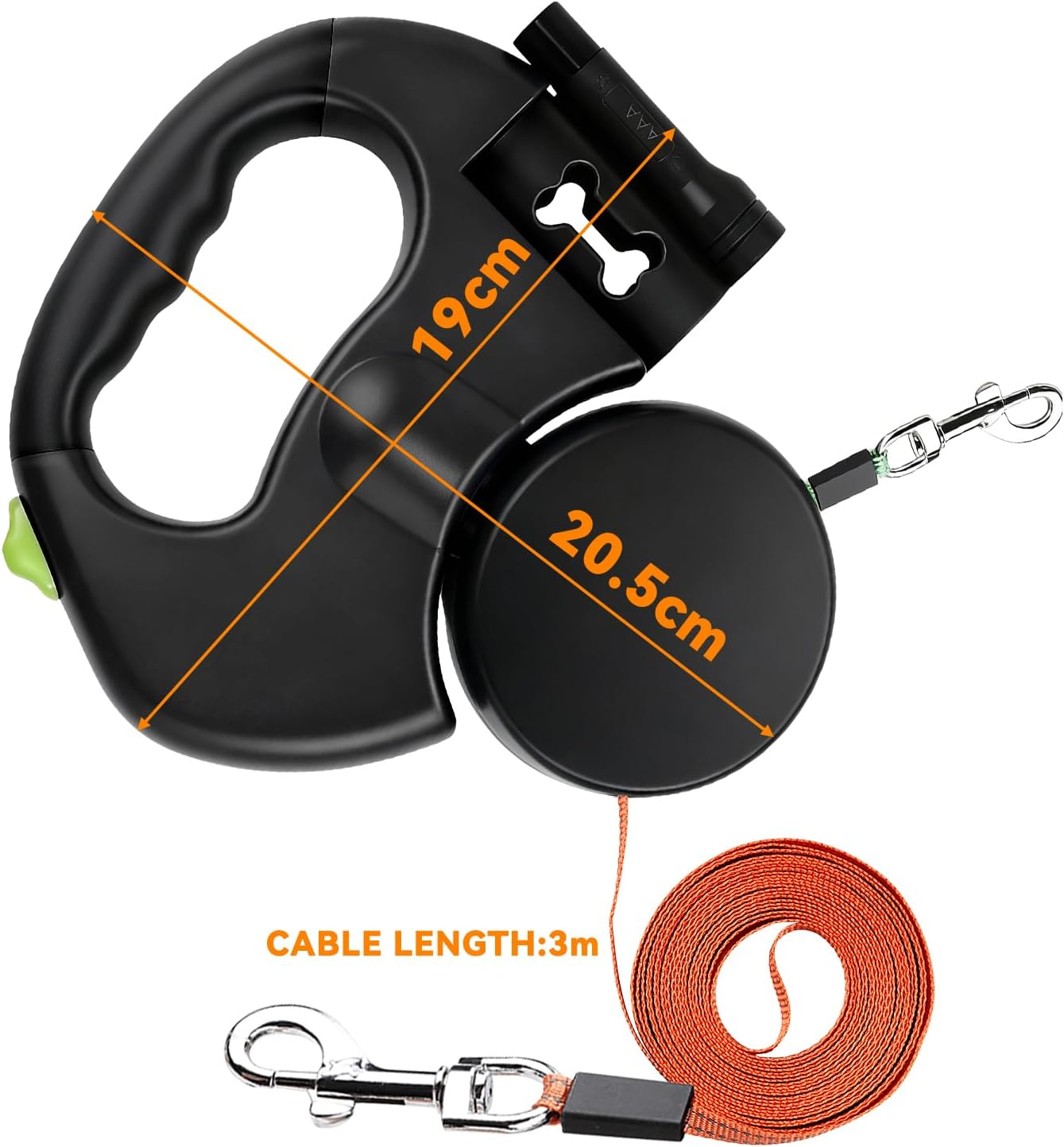 Nimomo Dog Lead Retractable Double Dog Lead Pet Leash 1 Tow Rope 2 Double with Torch and Pocket Dispenser image number 4