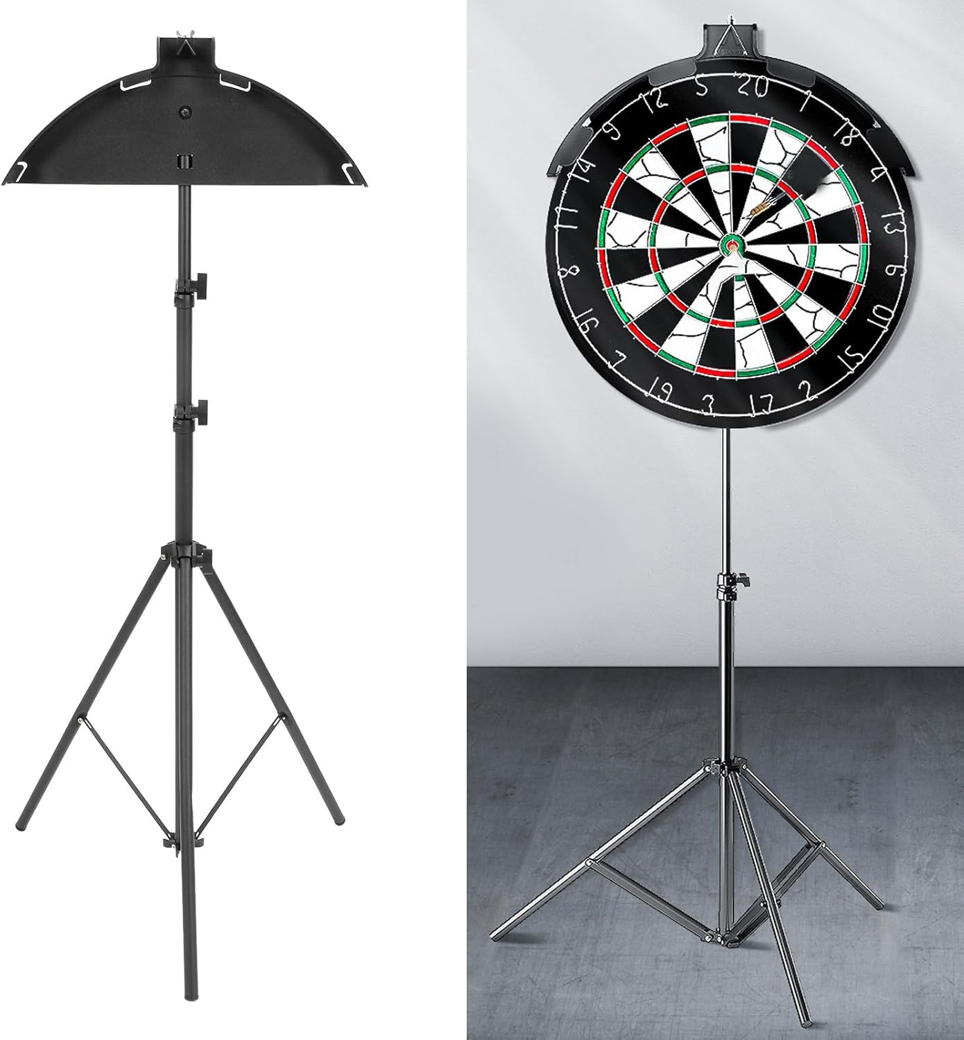 Professional Dartboard Stand, Stainless Steel Tripod Dartboard Stand, Heavy Duty Adjustable Height Holder, Portable Tripod Board Holder, Stable Design, Easy to Assemble image number 1