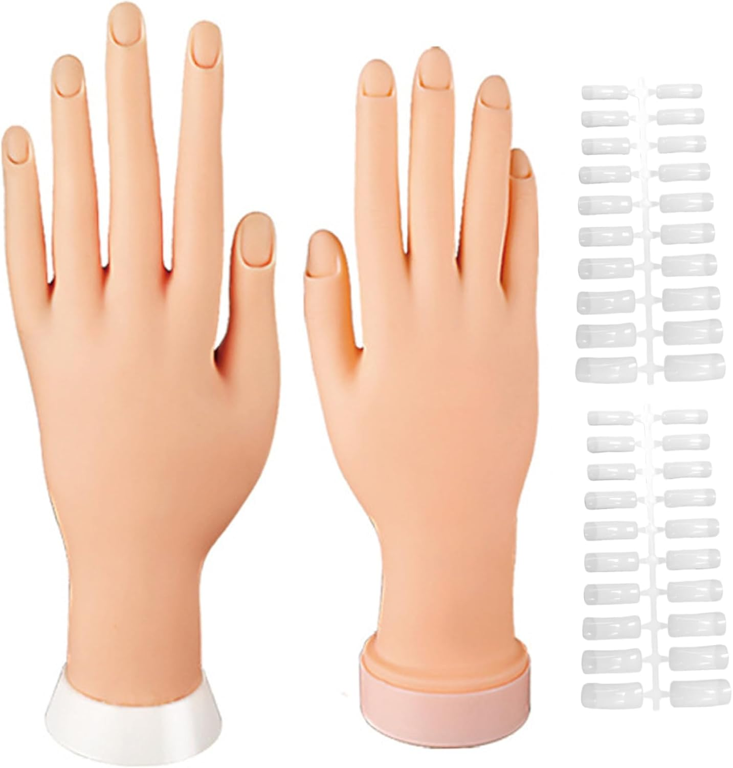 1 Pair Nail Practice Hand with 200Pcs Nail Sticker, Silicone Mannequin Hand, Flexible Bendable Practice for Acrylic Nails Manicure Hands Art Training, Nai image number 5