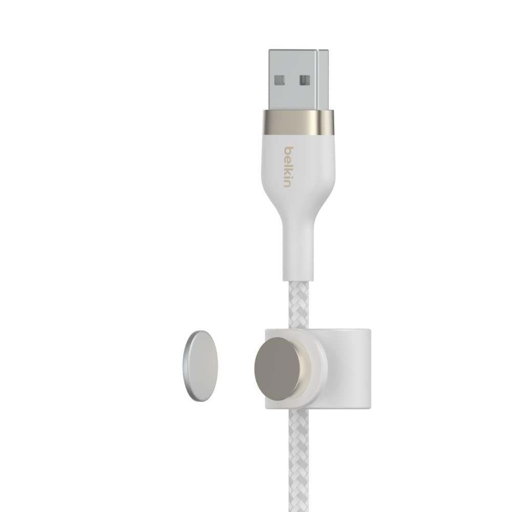 Belkin Boostcharge Pro Flex Braided USB a to Lightning Cable 2M/6.6FT - Mfi Certified 20W Power Delivery Iphone Charger Cord - Apple Charger USB a Cable - Fast Charging - Iphone 14, Iphone 13 - White image number 5