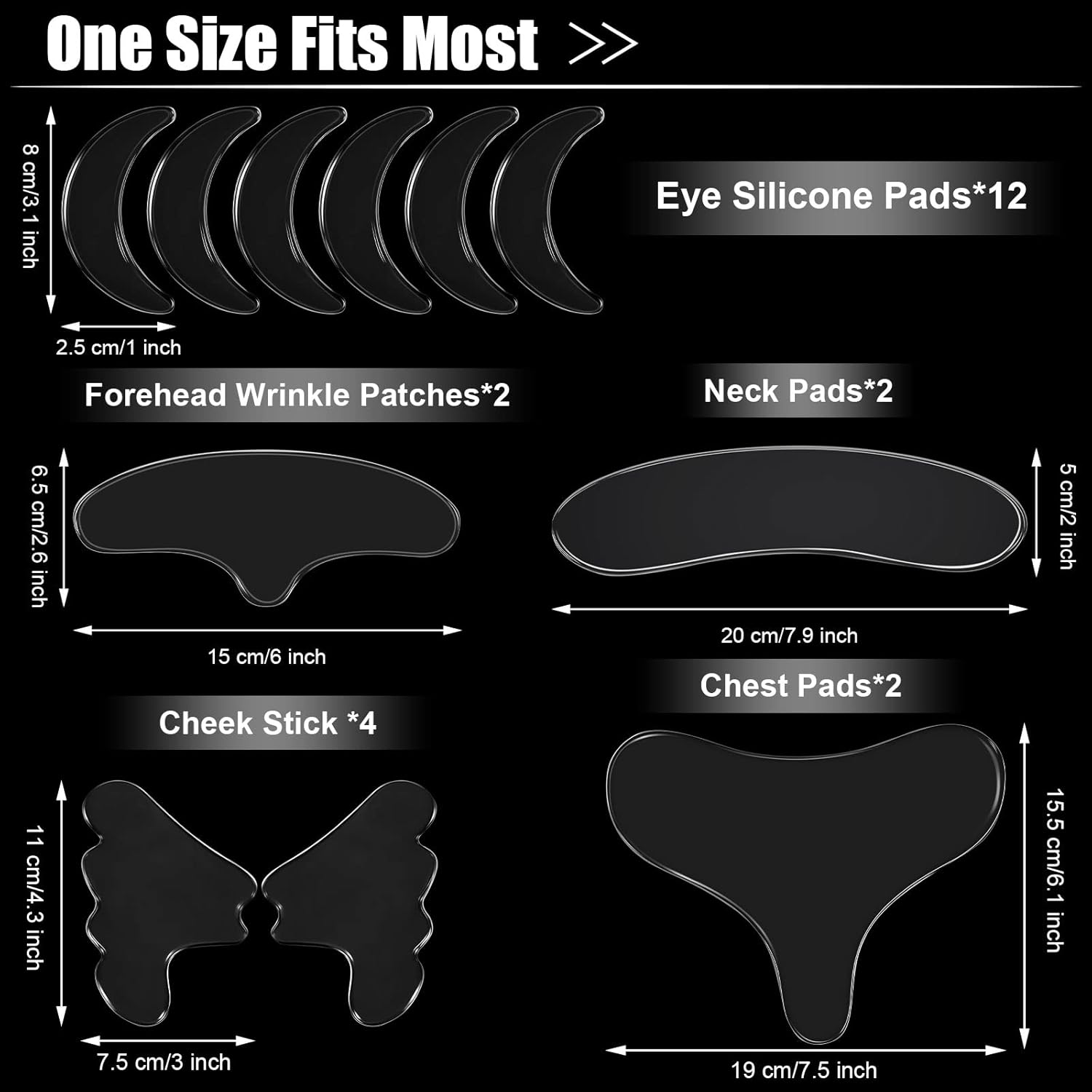 Patelai 22 Pcs Reusable Face and Forehead Wrinkles Patches Overnight Silicone Chest Neck Wrinkle Patches Pad Eyelid Lifter Strips for Face Forehead Neck Decollete Cheek Eye Pads Beauty image number 3