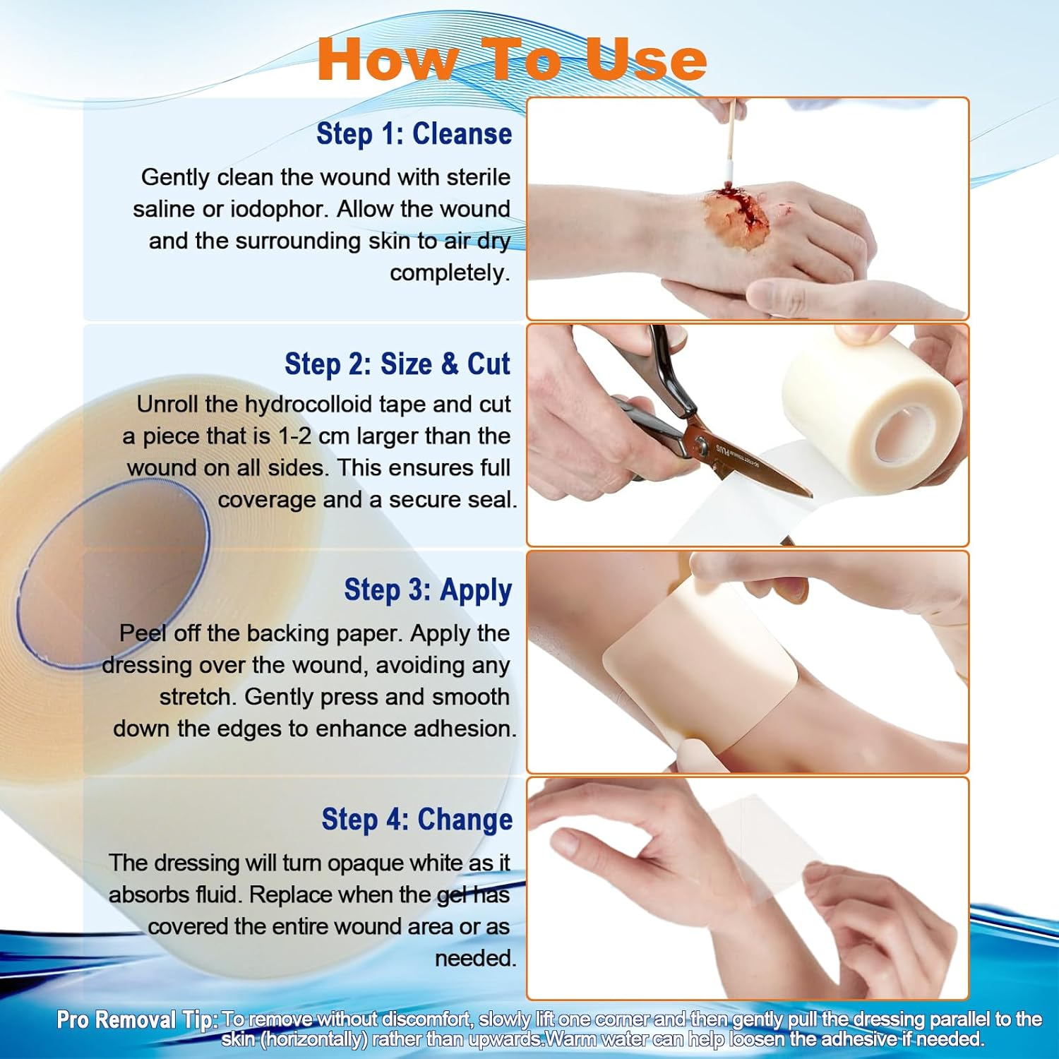 Hydrocolloid Roll 5X500Cm - Breathable, Self-Adhesive Wound Care Patches and Tape for DIY Customization, Hydrocolloid Patches and Tape for Large Coverage image number 2