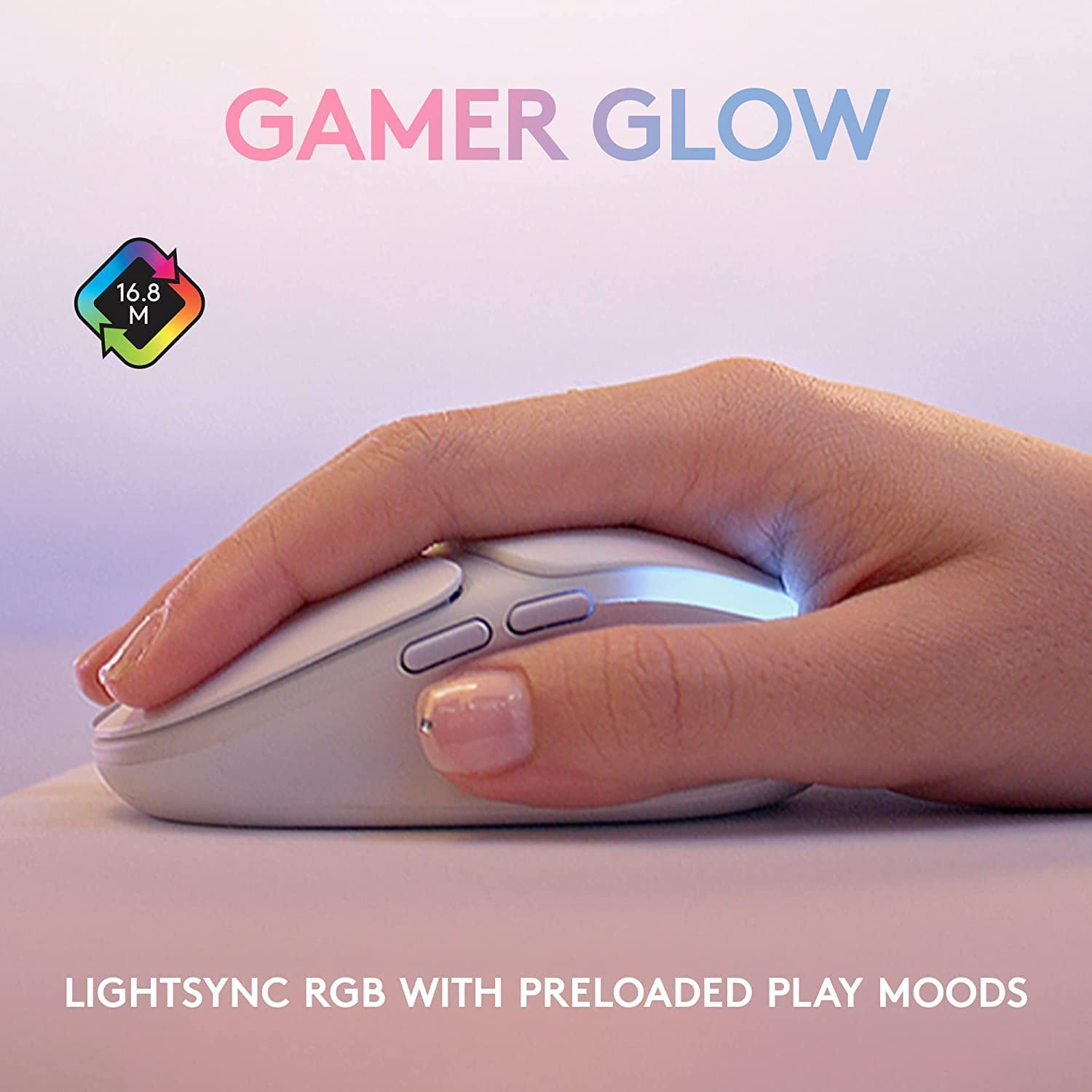 Logitech G705 Wireless Gaming Mouse, Customisable LIGHTSYNC RGB Lighting, LIGHTSPEED Wireless, Bluetooth Connectivity, Lightweight, Pc/Mac/Laptop - White Mist image number 1