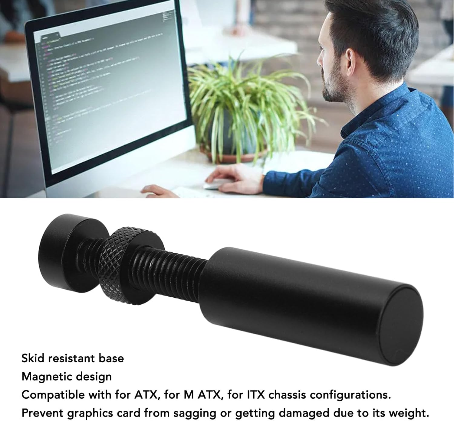 Graphics Card GPU Support Bracket, Video Card Sag Holder Bracket with Magnetic Base, 49-80Mm Adjustable Height, for ATX/M-ATX/ITX Chassis Configurations image number 5