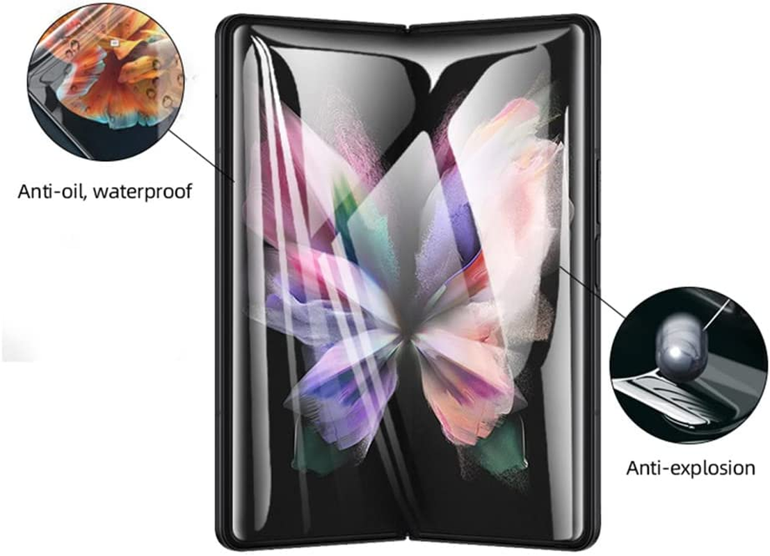 [3+3] Hydrogel Screen Protector for Samsung Galaxy Z Fold 4 5G, Electro-Weideworld Scratch Resistant HD Clear TPU Screen Protector, Support Fingerprint Unlock image number 1