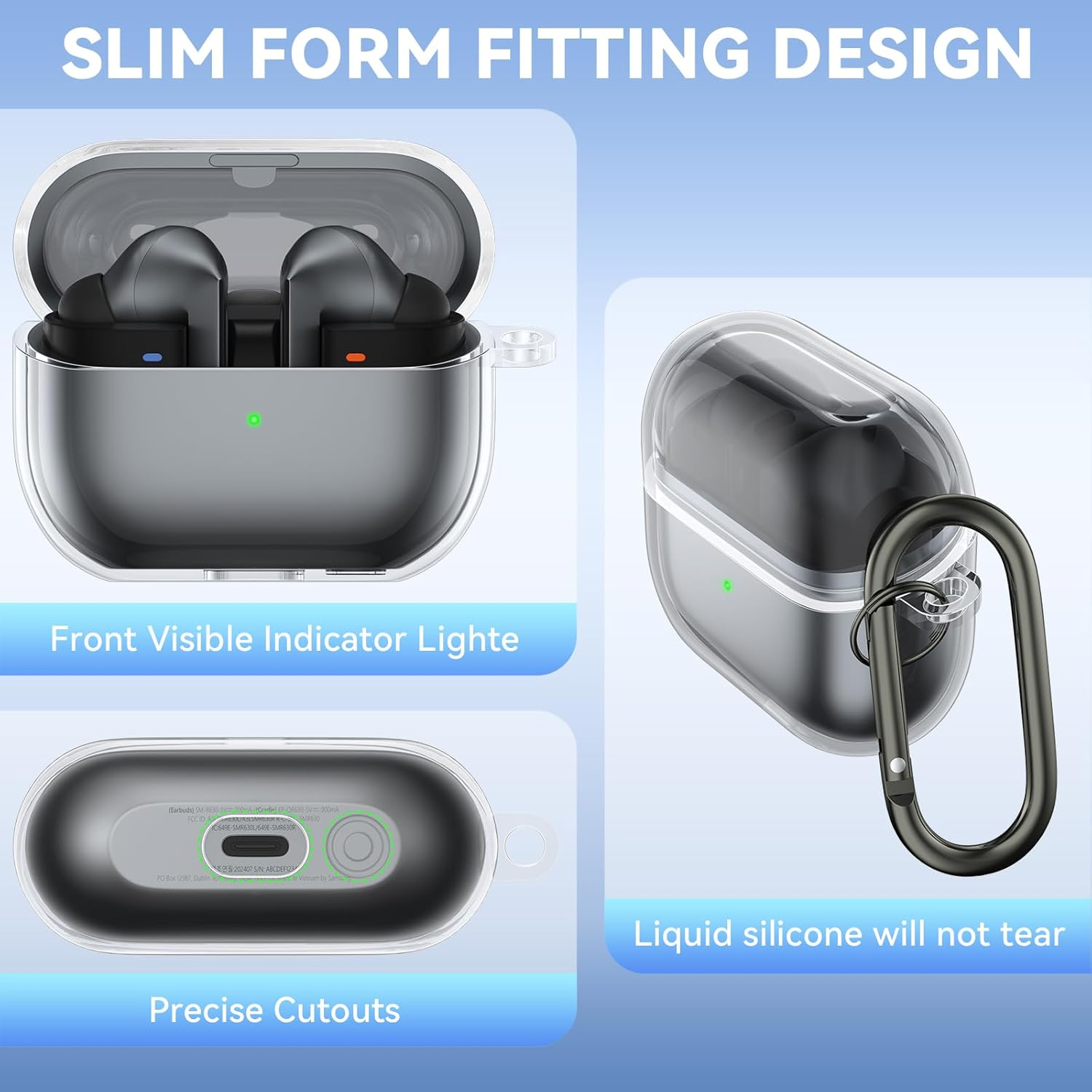 Leonids Case for Samsung Galaxy Buds 3/Galaxy Buds 3 Pro Cover, Anti-Scratch TPU Clear Case with Key Chain & Cleaner Kit for Galaxy Buds 3/3 Pro (Clear) image number 1