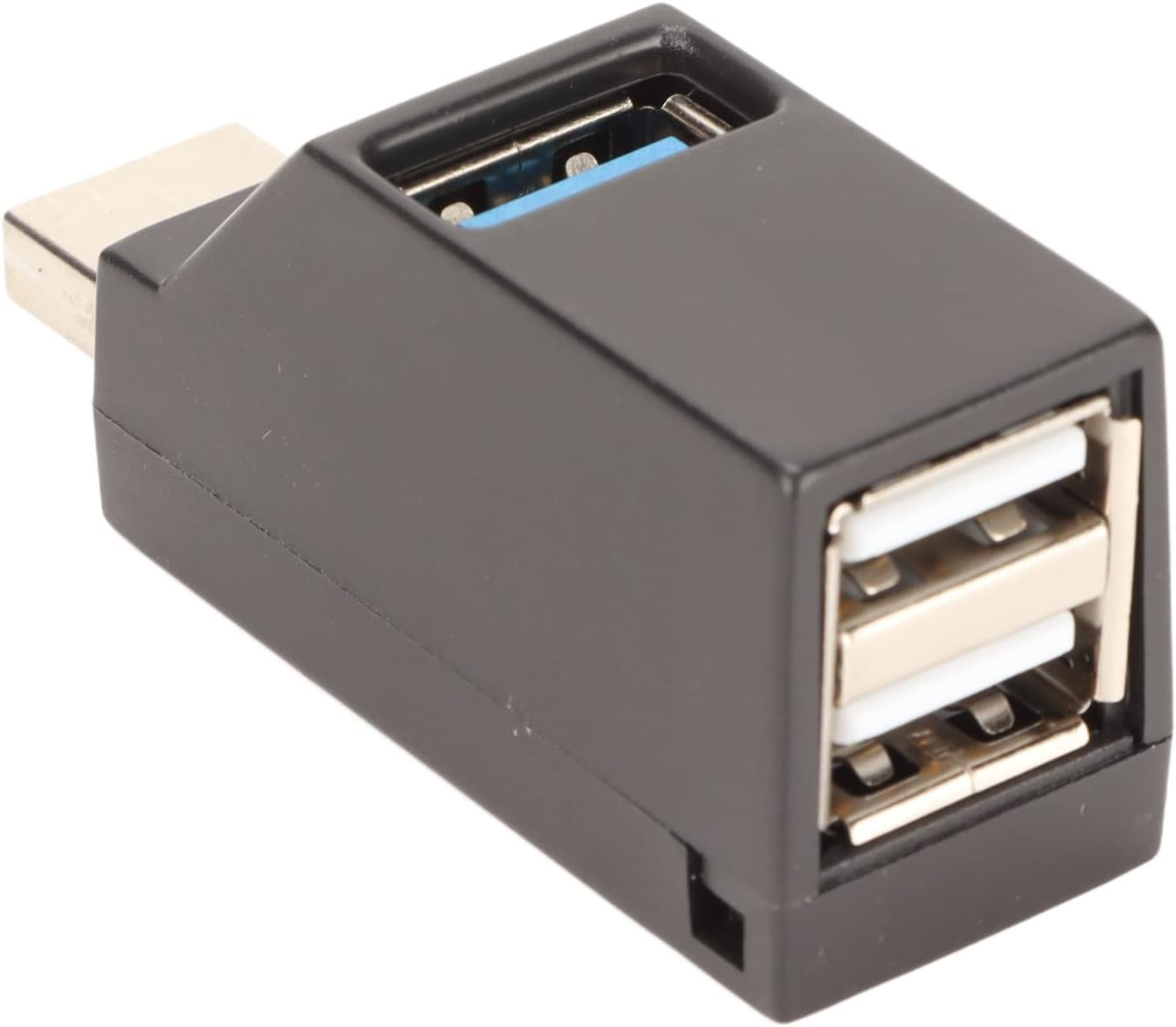 Bewinner USB2.0 Hub, Aluminum Alloy + PC Small/Portable/Rugged/Durable/Transparent Connection Adapter Converter Separator with Two USB Ports-Connected to a USB Dock(Black)