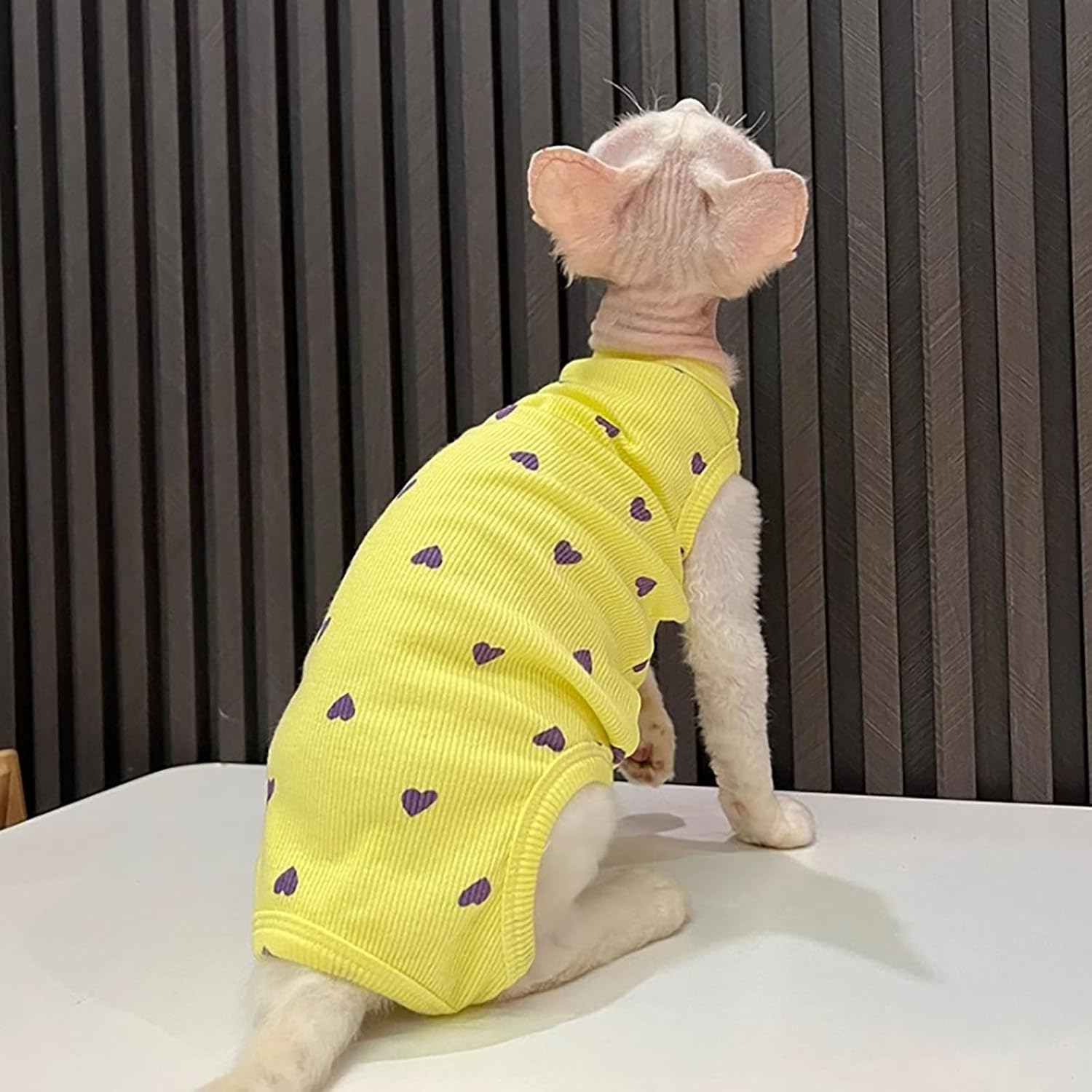 IUOUTG 2 Pieces Sphynx Cat Clothes Cotton Soft Hairless Cats Breathable Kitten Clothes with Sleeveless Cute Girl Cat Pajamas Jumpsuit Cat Apparel Vest for Cornish Rex, Devon Rex image number 1