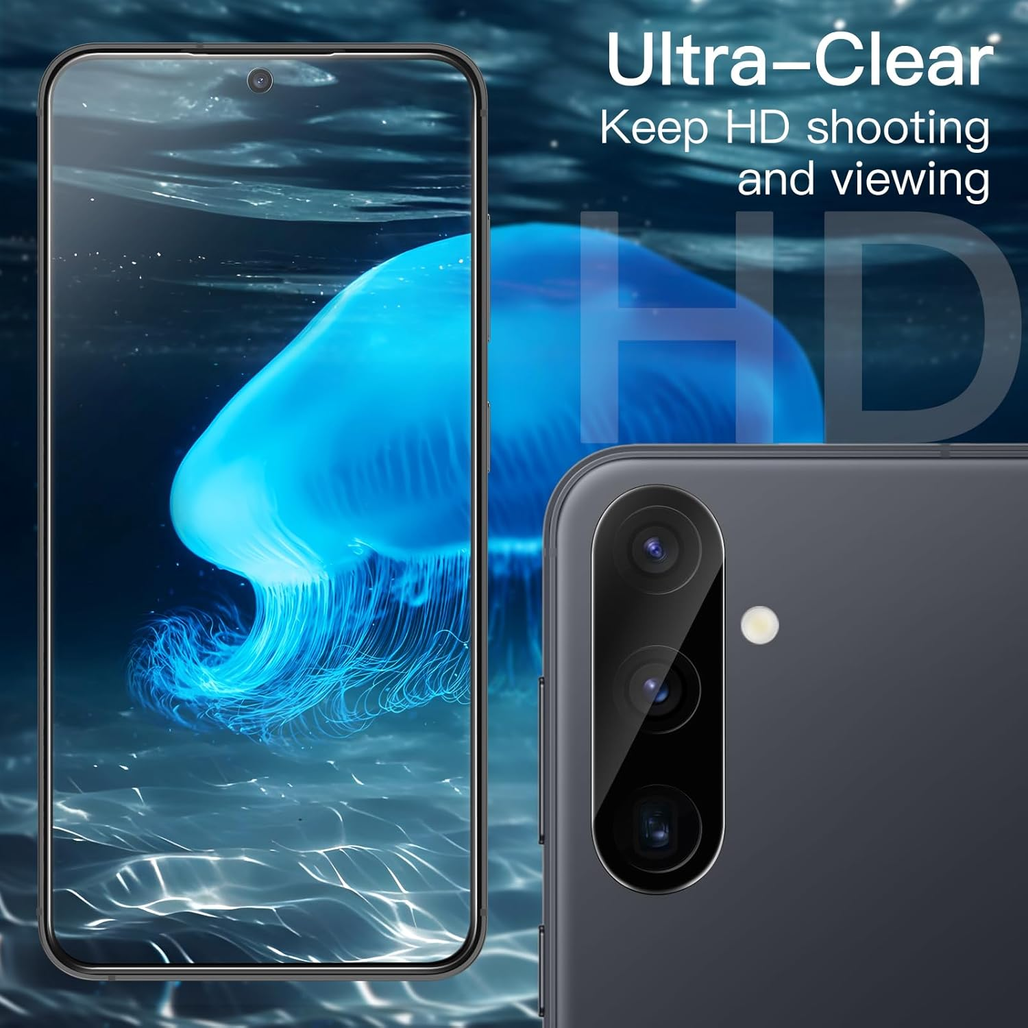 Jetech Matte Case for Samsung Galaxy S25 5G with 2-Pack Each Screen Protector and Camera Lens Protector, 5 in 1 Translucent Back Phone Cover, Tempered Glass Film (Black) image number 4