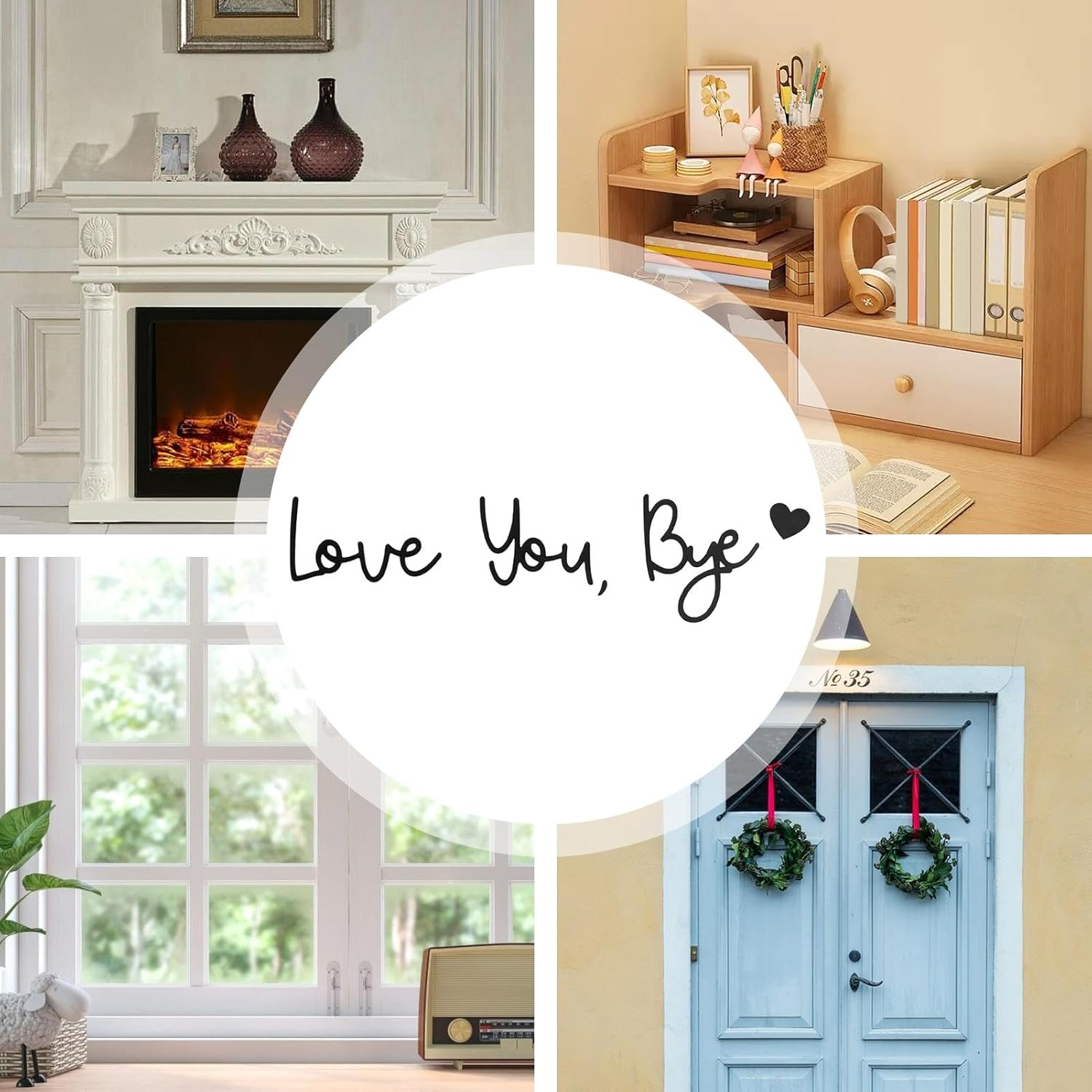 Rukjmqi Love You Bye Sign, Love You Bye Door Sign Wooden, Love You Bye Door Topper, Bye Love You Wooden Script Sign, Wooden Love Sign for Home, Love Signs for Home Decoration Black image number 2