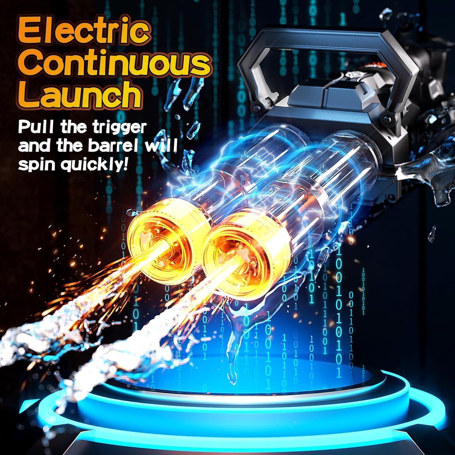Gatling Electric Water Gun, New Double Barrel Gatling Water Guns with Rotating and LED Light,Adult High Power Rechargeable Water Gun with Backpack Tank,Two Batteries,Outdoor Toys for Kids 8-12