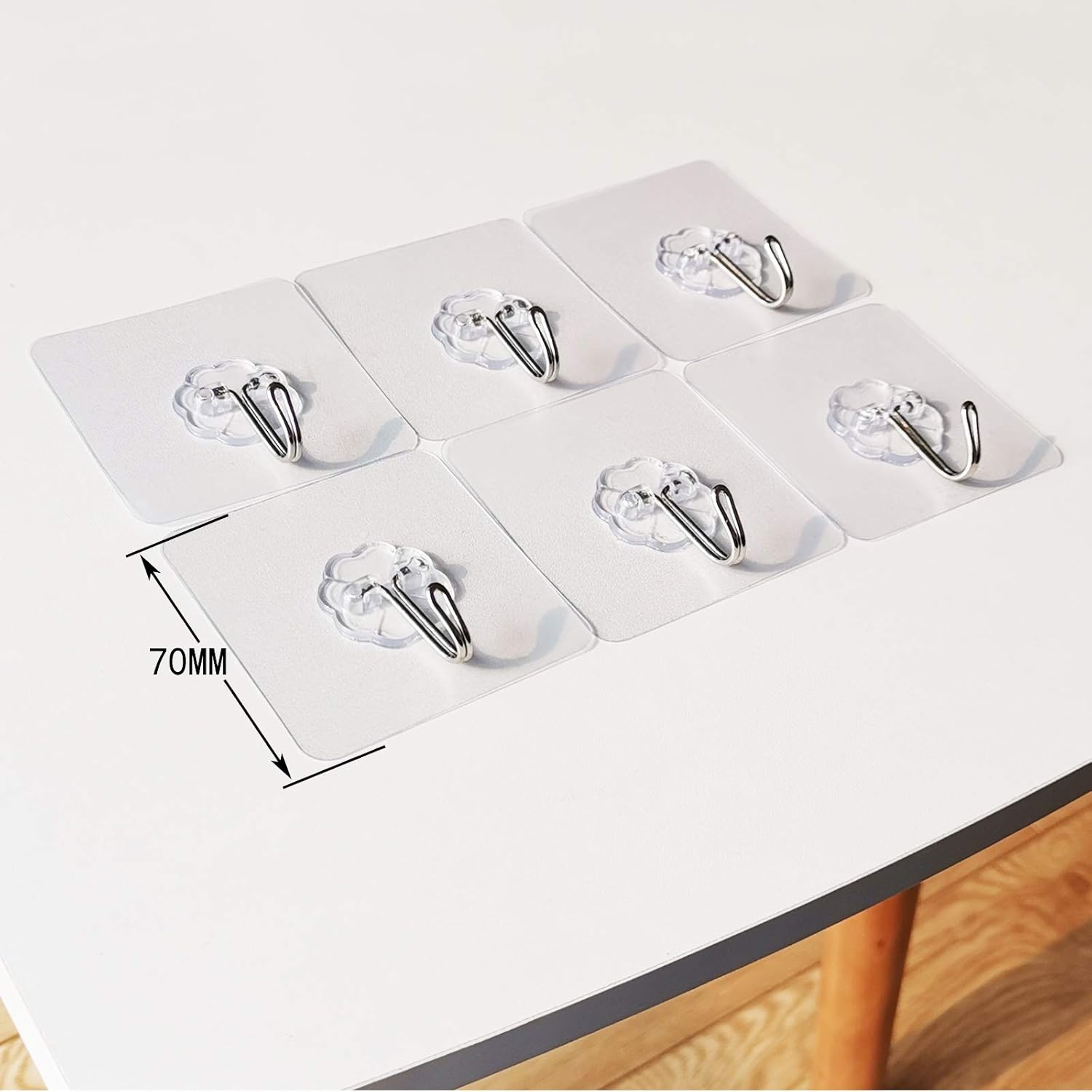 FANGZIDM 6PCS Adhesive Hooks No Nails Waterproof Wall Hooks Hangers for Coats Scarfs Towels Bags Keys in Bathroom Kitchen Office
