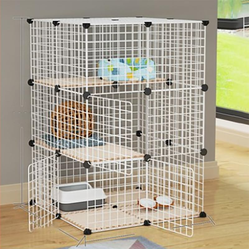 AUKO DIY Cat Cage, Detachable Metal Wire Large Kitten Enclosure with Ladder, Indoor Outdoor Kennels Playpen, Crate Large Exercise Place (White 75X109X75Cm) image number 2