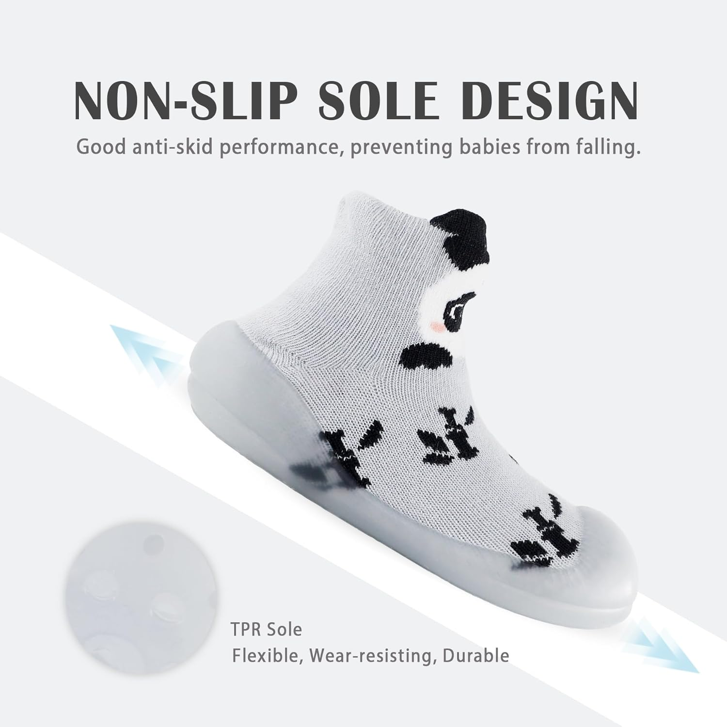 Non-Slip Baby Toddler Sock Shoes, Soft Infant Toddler First Walking Shoes Non-Skid Kids Slippers for Baby Boys Girls Lightweight Slip-On Sneakers Baby Trainers Indoor Outdoor image number 5