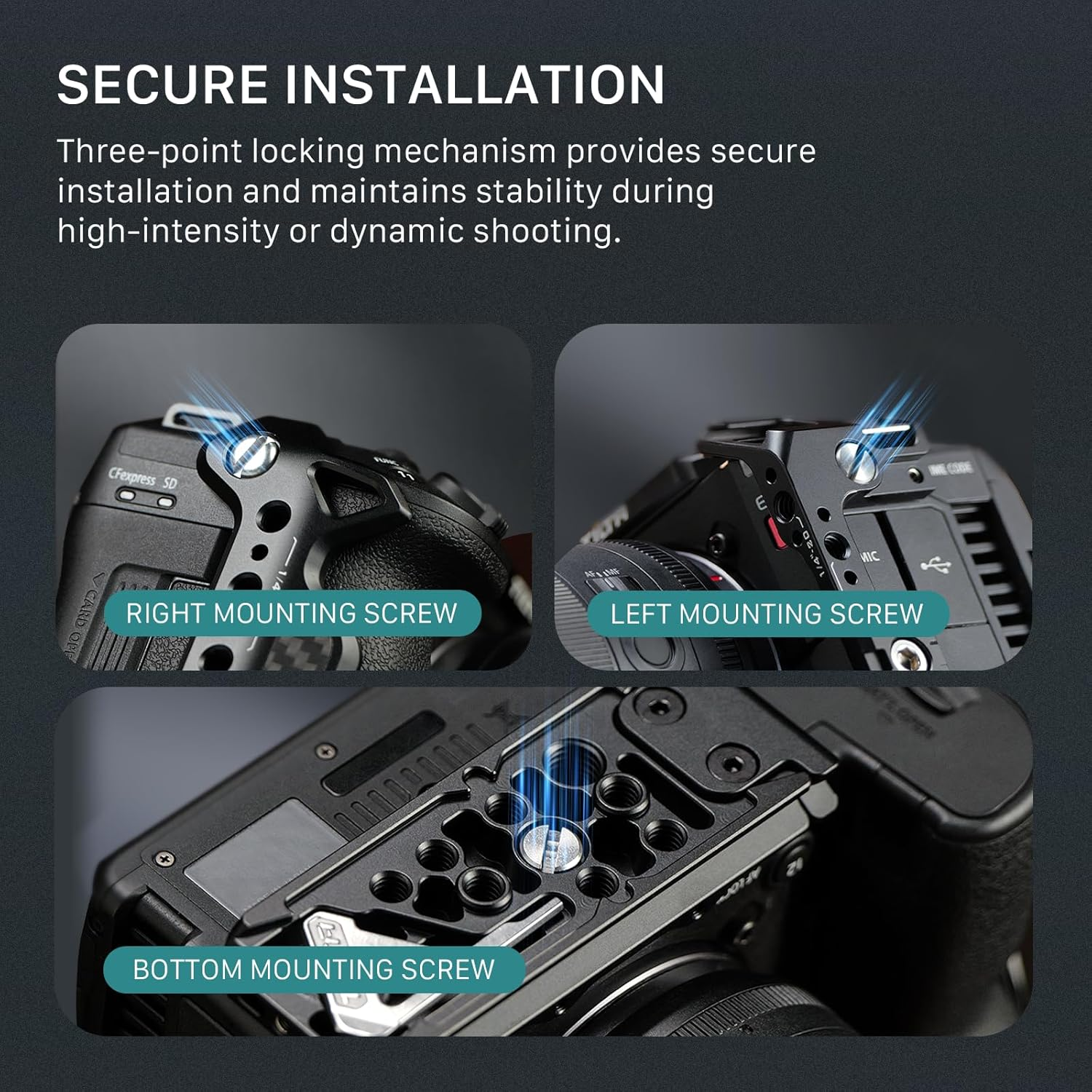 Tilta Camera Cage Base Kit Compatible with Canon C50 Camera | Modular Full/Half Cage Design | Arca Bottom Plate, NATO Rail, Cold Shoe | Multiple Mounting Threads | Xeno Side Handle | Black image number 4