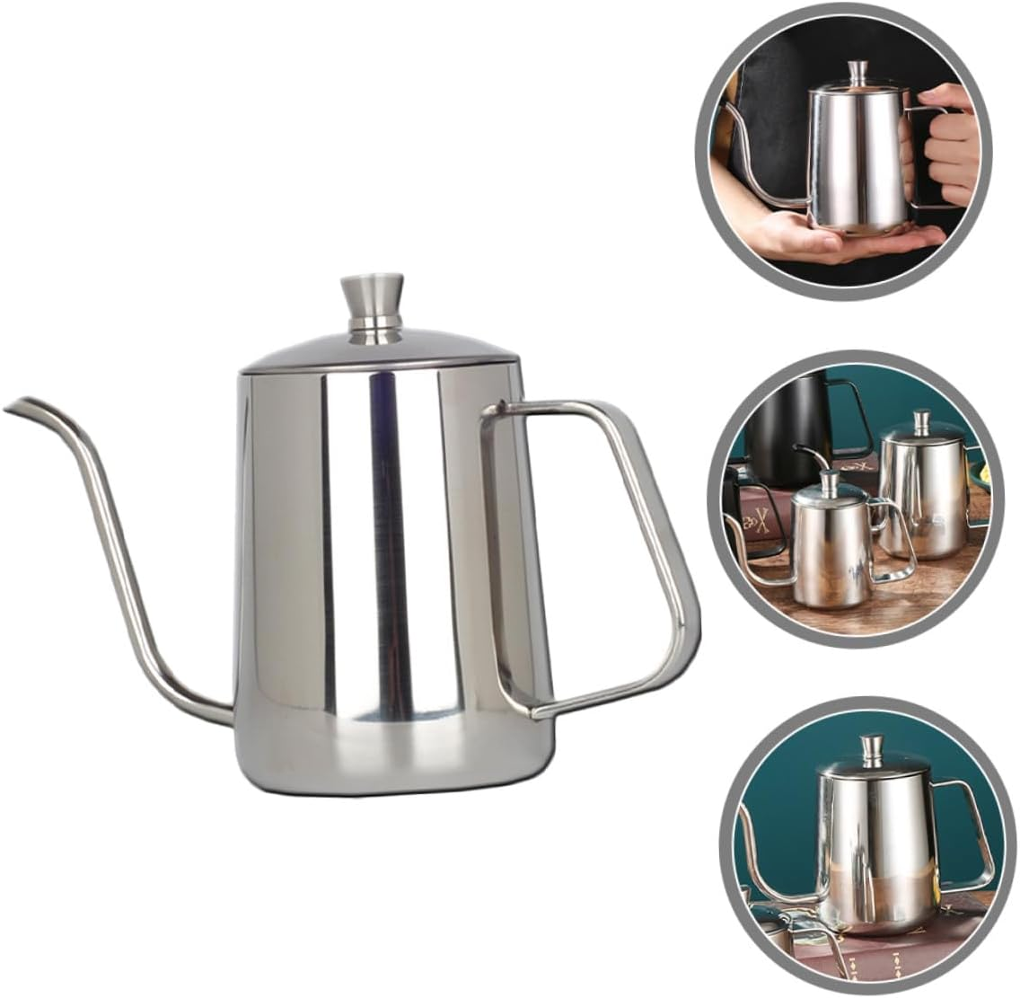 PERSELOSO Stainless Steel Gooseneck Kettle for Coffee Tea Brewing Induction Compatible Long Spout for Precise Pour Control Elegant Office Home Use Heat Resistant Base Easy to Hold Design image number 3