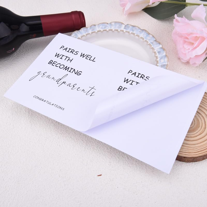 New Grandparent Wine Labels Pregnancy Announcement Gifts for Grandparents Baby Announcement Gifts for Grandma Grandpa Pairs Well with Becoming Grandparents Wine Bottle Stickers(Set of 4) image number 2