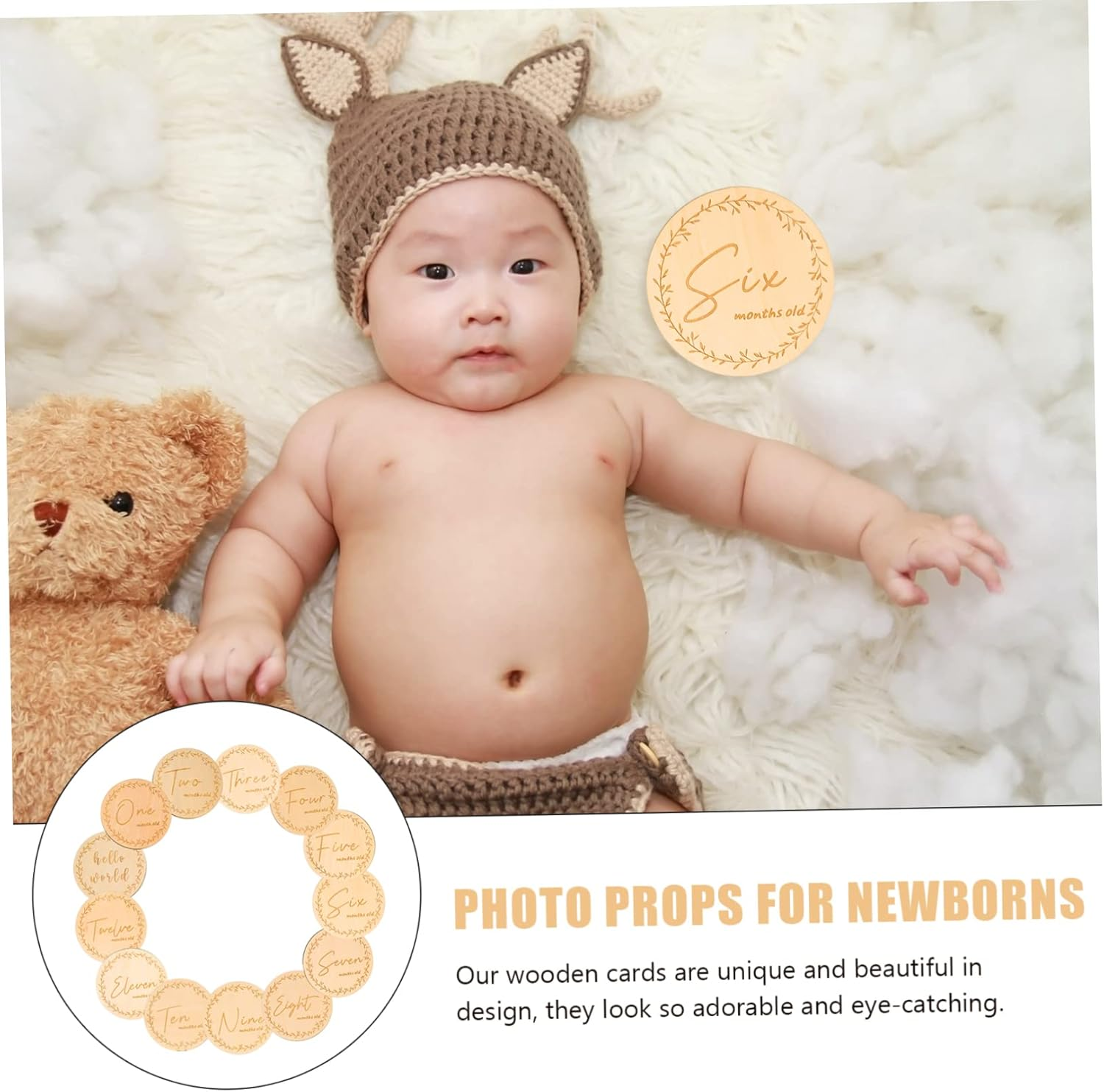 13Pcs Unique Milestone Wood Cards Growth Cards Creative Designs Boy Shower image number 4