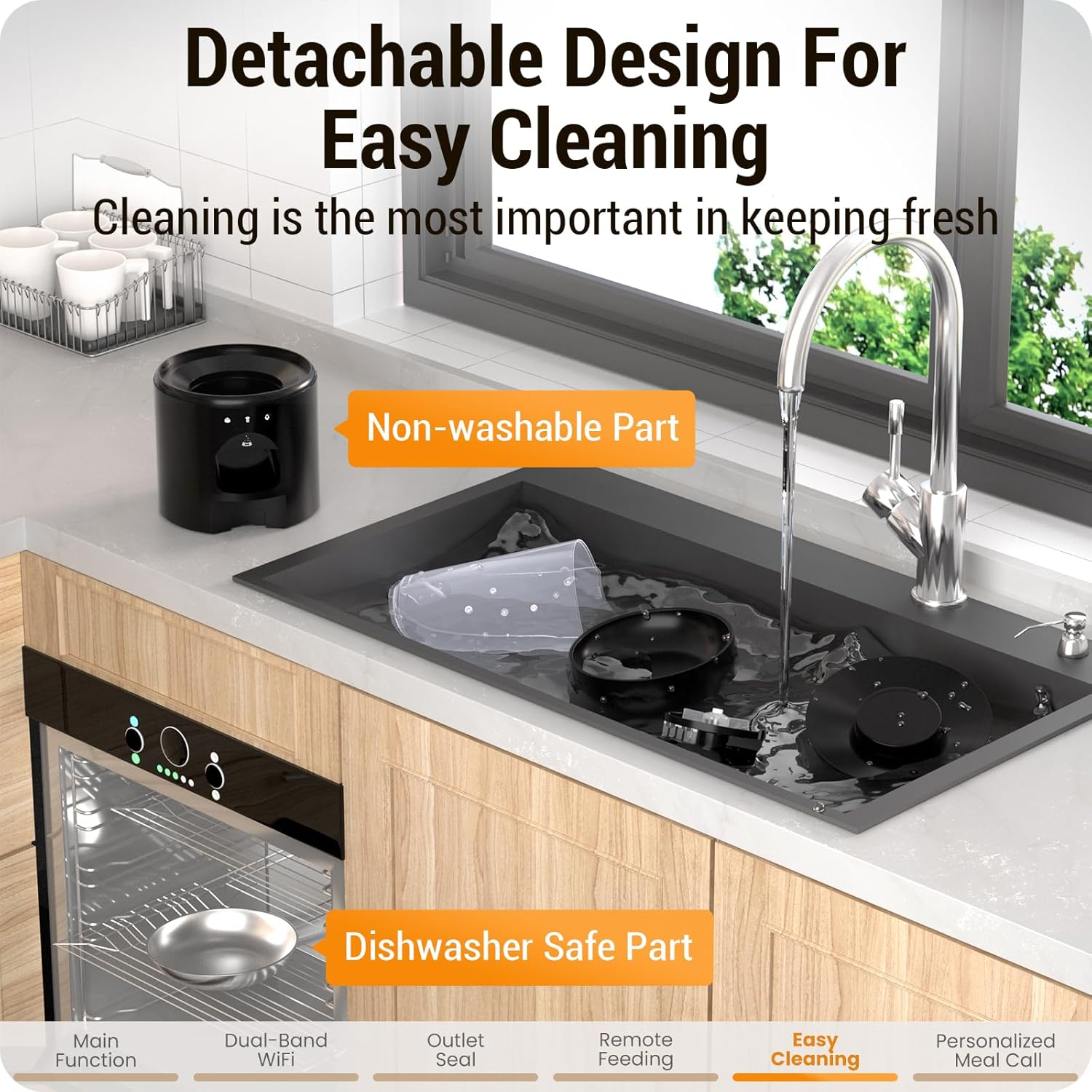 Frienhund 5G Wifi Automatic Cat Feeder with Sealed Outlet: Automatic Dog Feeder with 5L Large Cat Food Storage Container, Timed Cat Food Dispenser for Multiple Pets, Detachable for Easy Clean - 21 Cup image number 2