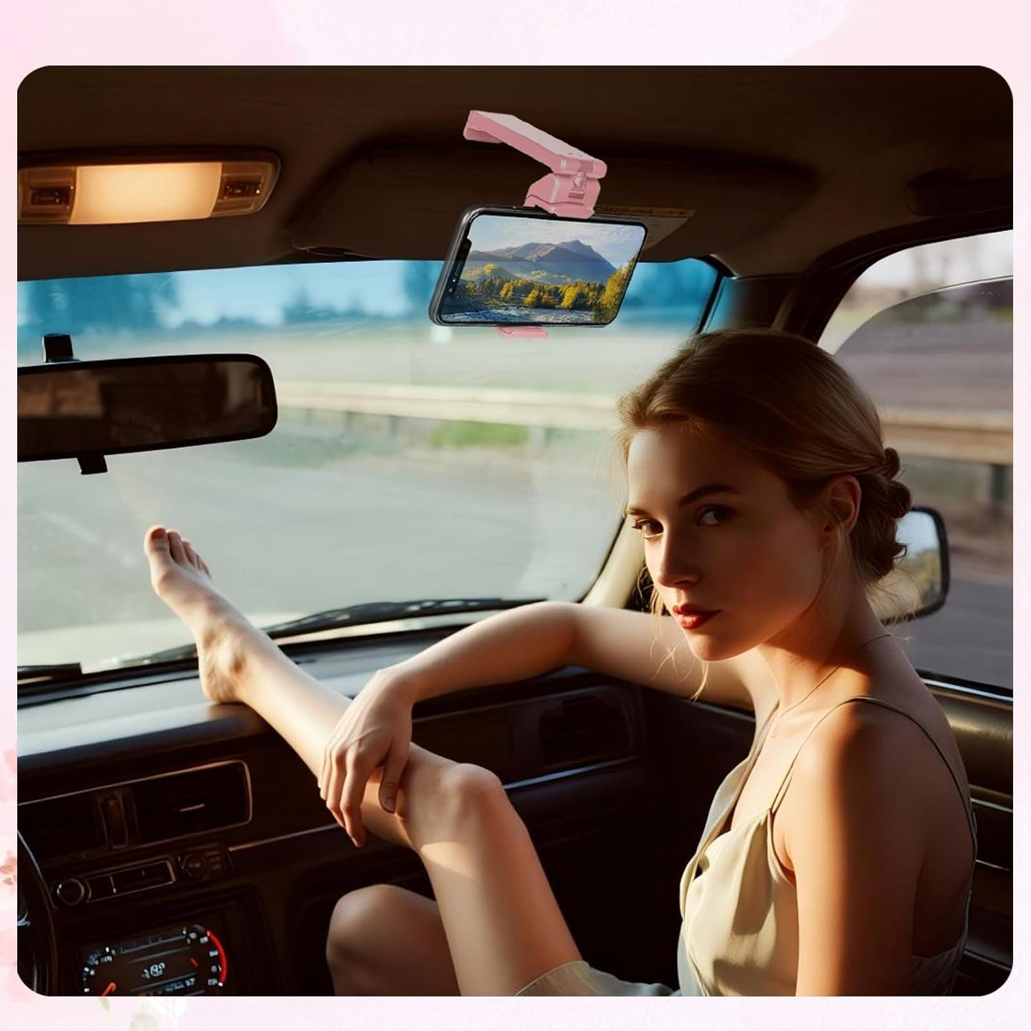 Portable Universal Foldable Phone Mount - 360&deg; Rotatable Airplane & Travel Phone Holder | Hands-Free for Flights, Car, Desk, Shower | Secure Grip for Iphone, Samsung & All Smartphones (5-7") (Black) image number 1