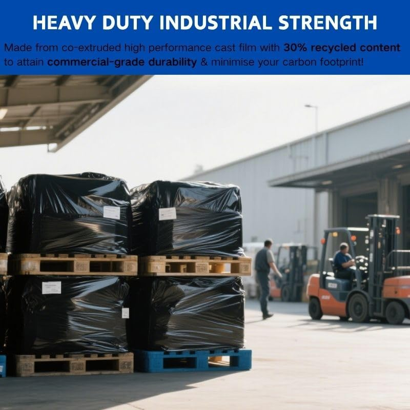 Stretch Film Roll, Industrial Shink Wrap 25Cm X 150M Wide Black Plastic Wrap for Pallet Wrapping Shipping Moving image number 5