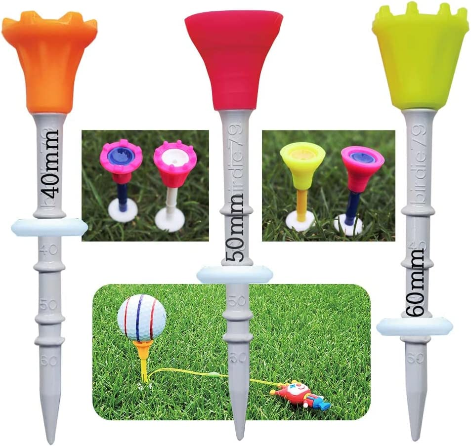 Upgraded Premium Big Head (Silicone) Golf Tees 3-1/4 - Adjustable Height - Consistent Easy Tee up - Tee off Durable - Golf Tee Hanger - 1 Pack image number 3